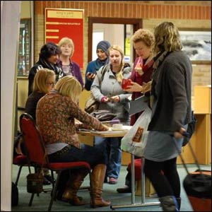 Registering for a CMF workshop. Photo: CMF