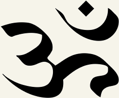 “Om,” in Sanskrit here, is the first syllable of any Hindu prayer, a sound used in meditation, and the tradition’s most universal symbol.