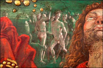 A detail from “Resurrection” by Pinturicchio, showing the group of figures whom the Vatican believes represent native Americans encountered by Columbus. Photo: Vatican Museums