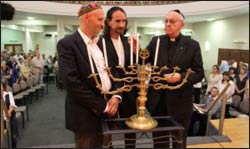 Then Cardinal Bergoglio (r.) participating at an interfaith event in Argentina.