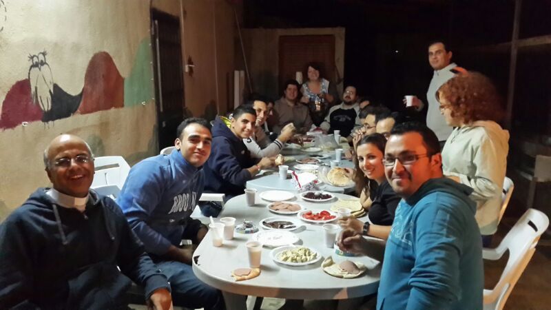 Worship and communal eating almost always accompany Melkite Catholic communities, this one in Jordan. – Photo: Catholics & Culture, Zaid Hadda