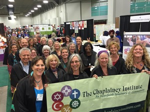 Members of the Chaplaincy Institute community singing and marching their way down the aisles at the Salt Lake City Parliament of the World’s Religions in 2015 – Photo: Chaplaincy Institute