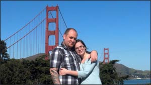 Kile Jones and Tia Carley visiting the Golden Gate Bridge
