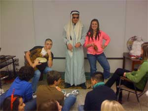 Learning about Arab dress.