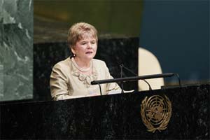 Monica Willard speaking at the U.N.