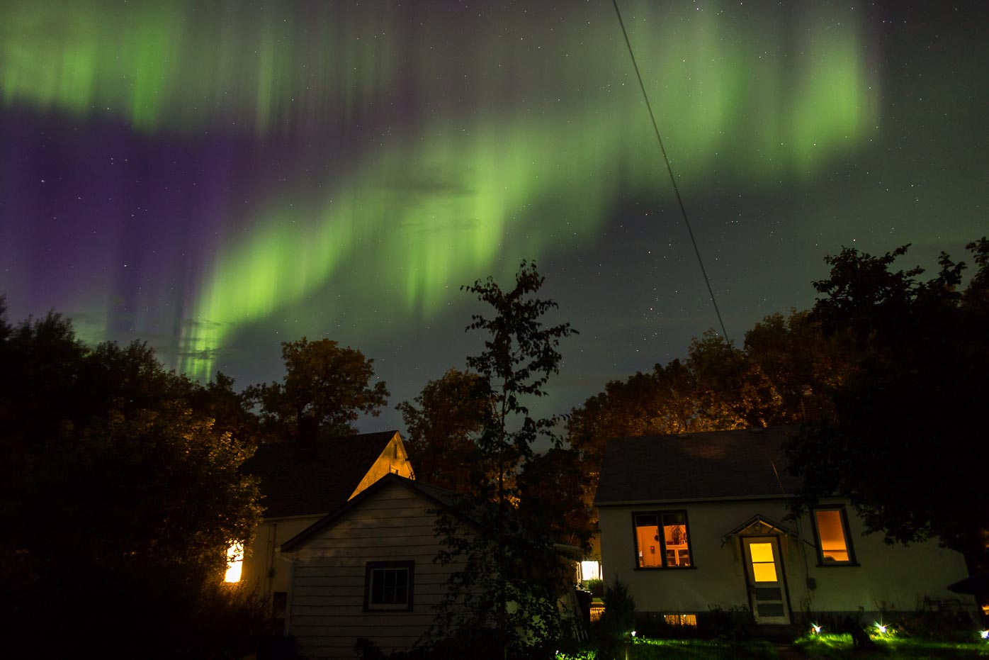 The Northern lights shining over the town of Dauphen – Photo: Warren Justice