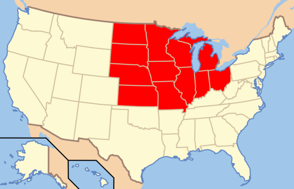 The Midwest states of the United States, the furthest on the right being Ohio – Graphic: Wikimedia, GNU 1.3