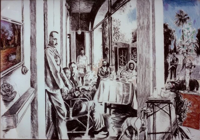 “VERANDAH” charcoal and pastel on paper (48” X 60”) Published 1990 in ‘Resistance Art, South Africa’ 1983 – Andre Van Zijl