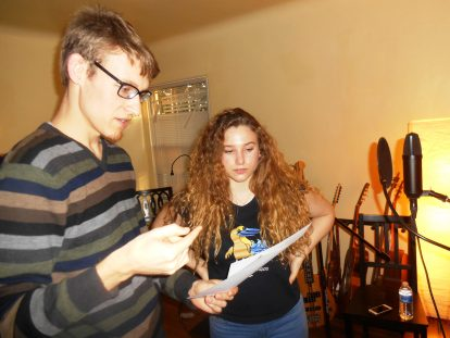 Kc Daugirdas coaches Avigayil Finley for the recording of “What If My Children Go Astray” – Photo: RS