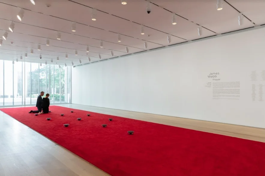 James Webb. Installation view of Prayer (Chicago) , 2018. © James Webb. Courtesy of blank projects and Galerie Imane Farès. Courtesy of the Art Institute of Chicago.