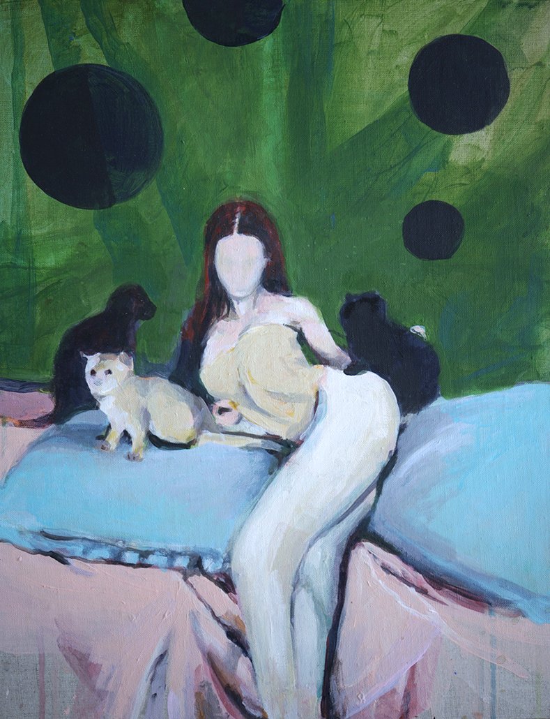 Girl with Cats 