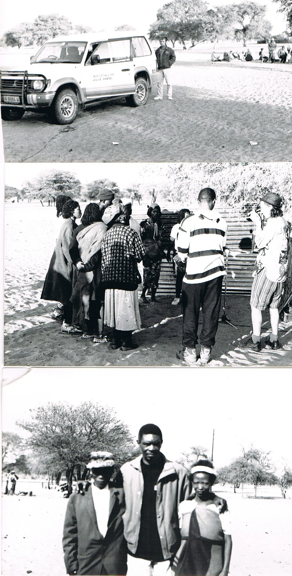 Peter Thwaites mobile studio, Dick Jewell filming, Pops with !Gubi Tietei, Ann and !Gubi's wife junior John .jpeg