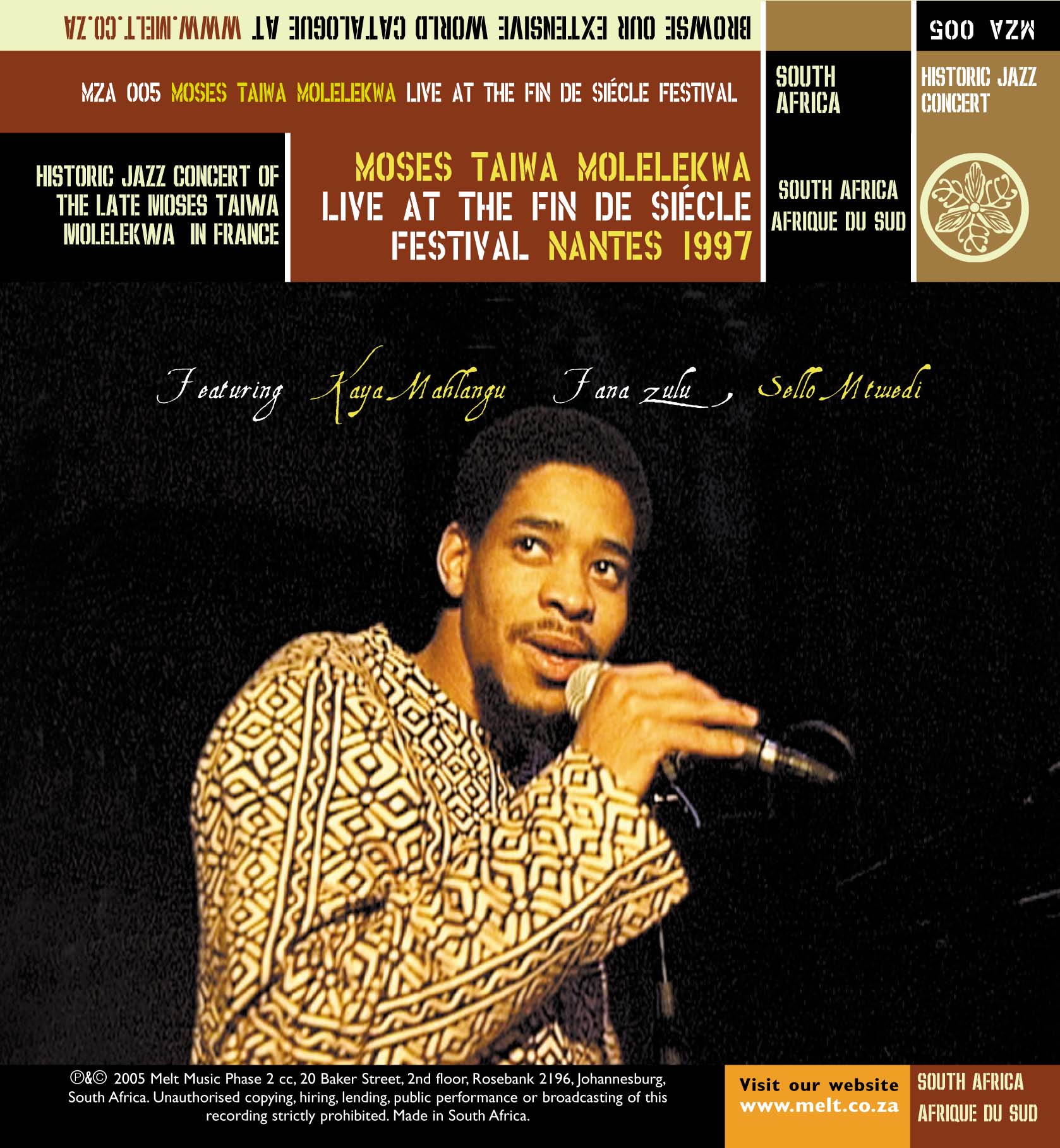MOSES TAIWA MOLELEKWA - LIVE AT THE FIN DE SIECLE FESTIVAL NANTES 1997 (CD RELEASE MZADV001)