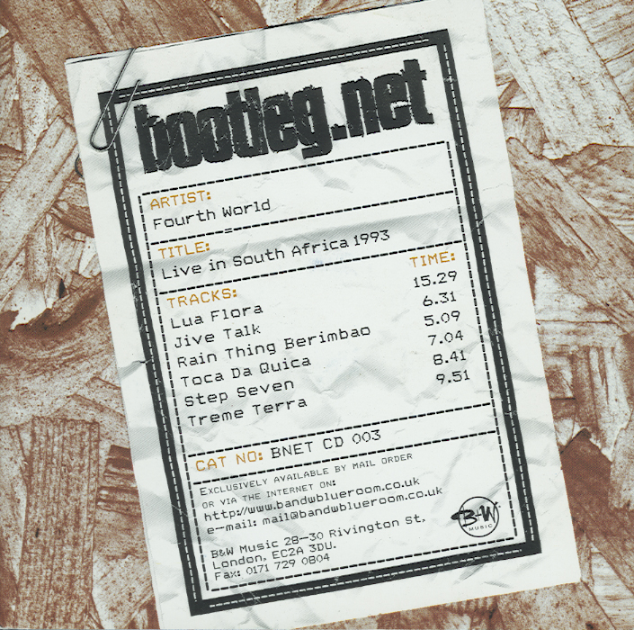 Recorded live 1993 in Johannesburg during the first Arts Alive Festival at the Market Theater indoor venue featuring Airto, Jose Neto, Gary Meek, Flora Purim and her daughter Diana. It was right at the beginning of the new democratic South Africa and people were hungry to see their idols. The organisers were not aware of Airto and Flora's popularity and "safely" sold almost twice as many tickets to fill the venue only when it came to open the doors security desperately tried to lock out people but got overrun very quickly and the audience filled every square inch of the theater even climbing up on the rafters. A magic night unfolded and some twenty years later those who came to the gig still talk about the gig with a couple of tears in their eyes. We posted a video of the second night when Fourth World played on the square - see more.
