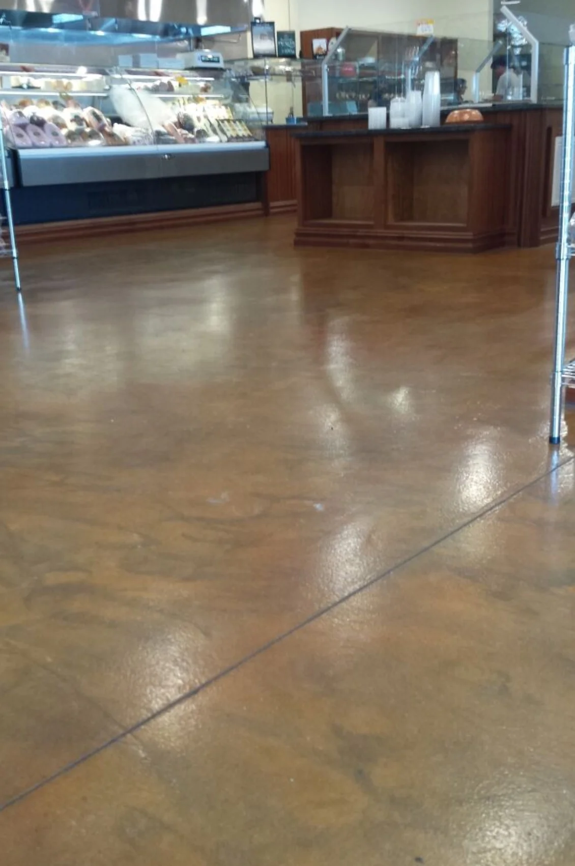 Burnt umber aceton dye with clear epoxy topcoat