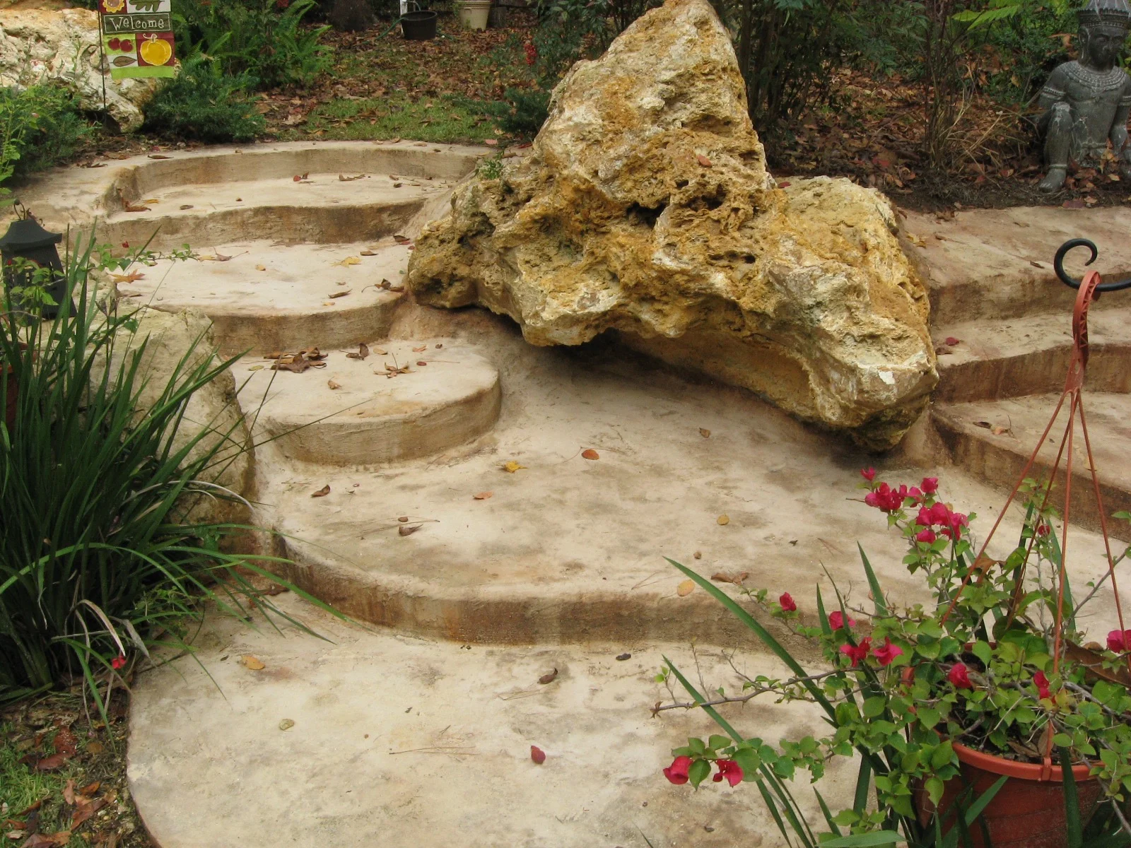 They wanted their concrete to match their rocks in the backyard integral color overlay