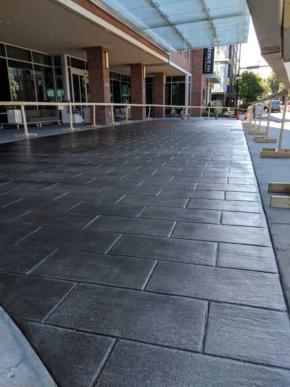 Running Bond Slate pattern, French Gray integral color with Dark Gray Antique it.