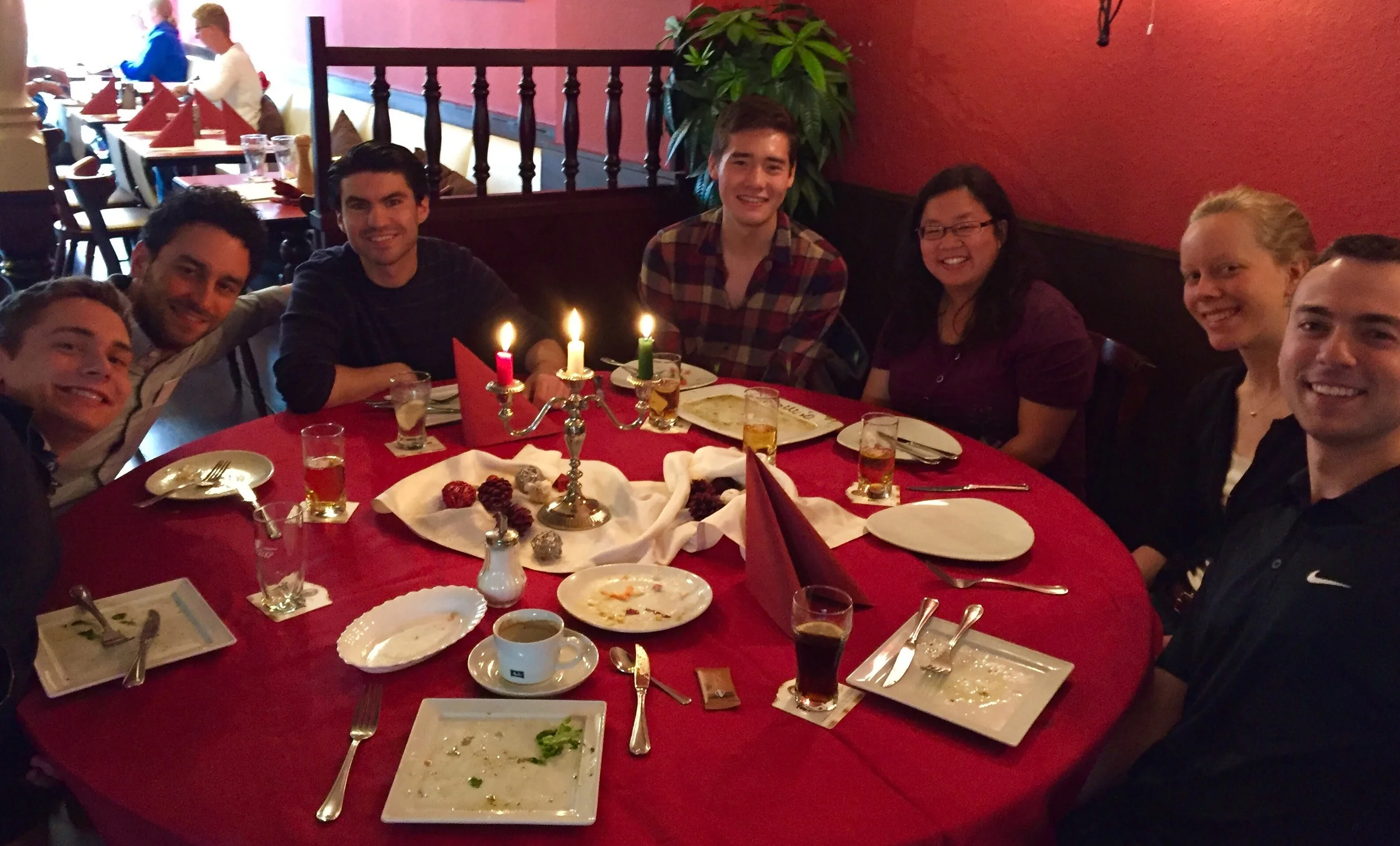 Gathered round at our Italian lunch!
