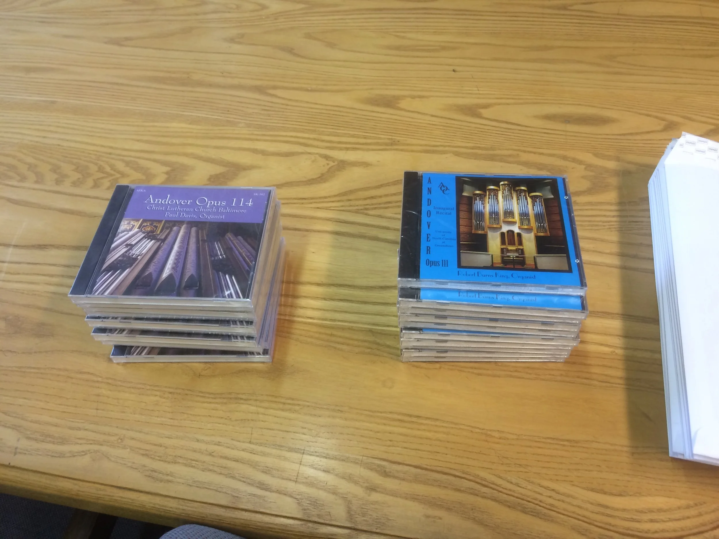 We received some nice goodies from the Andover Organ Company for visiting – CD’s of people playing on organs they built. 