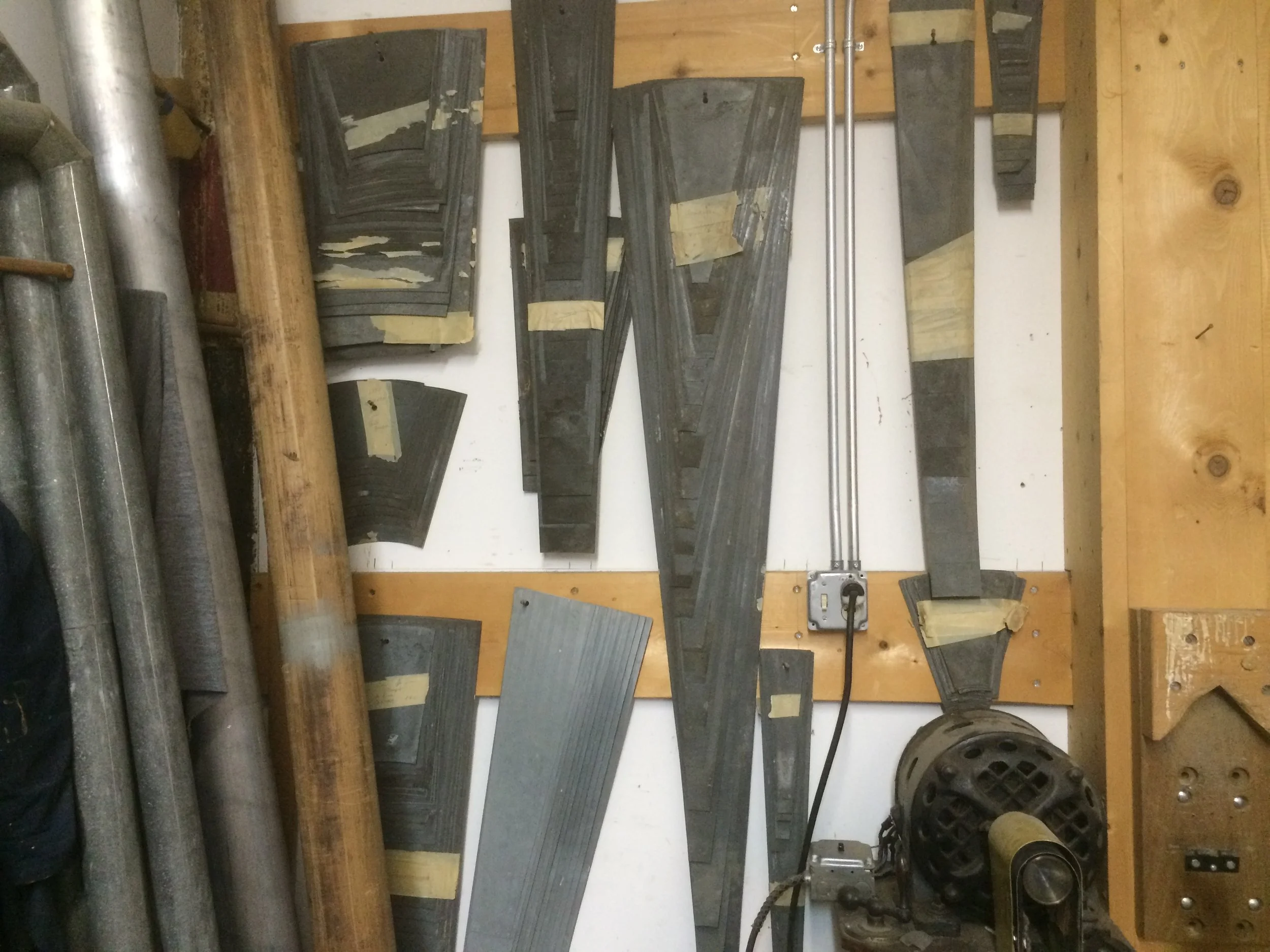 Casts for pipes from when Andover Organ Company used to make their own pipes.