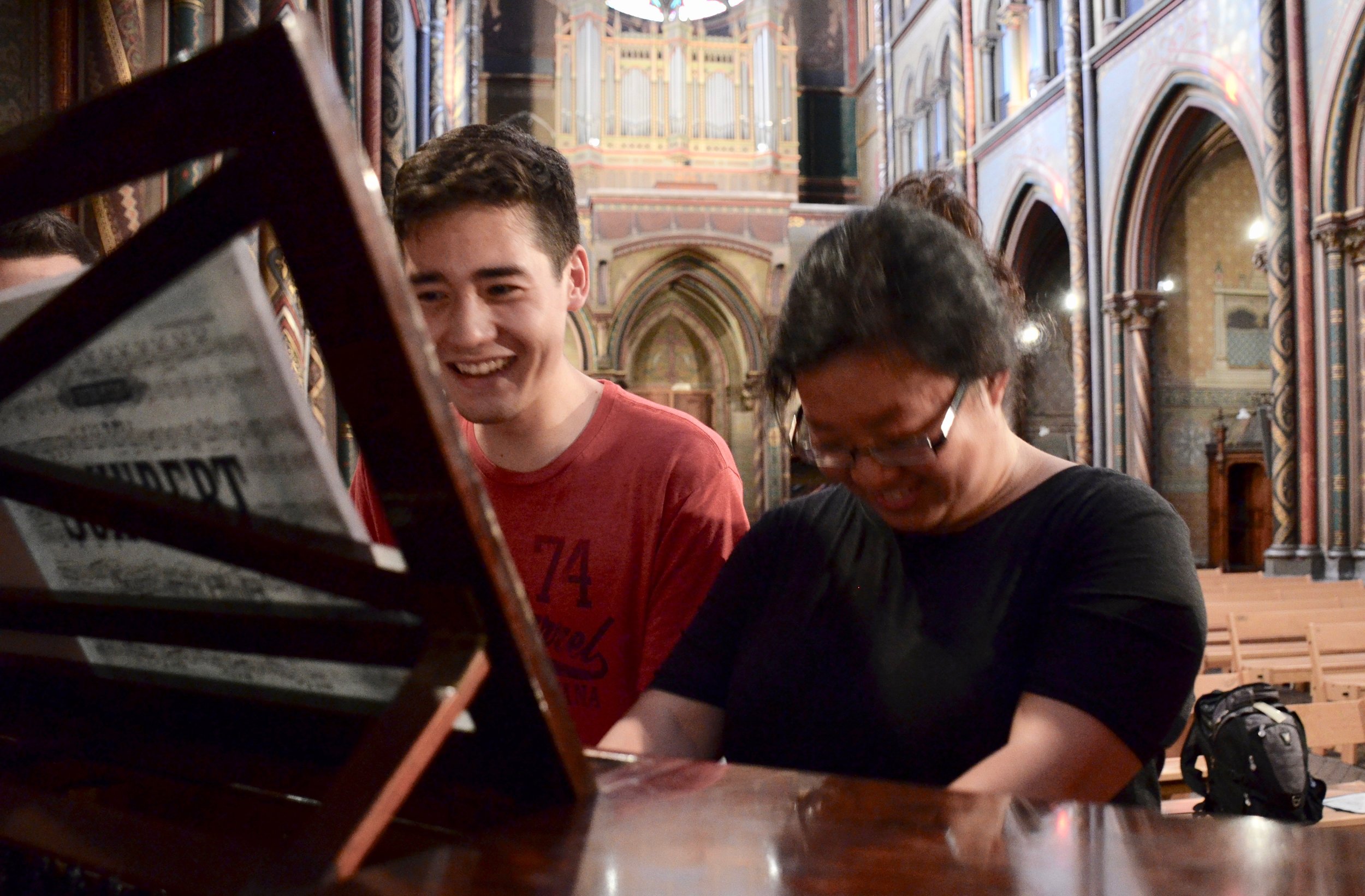 Noel de Sa e Silva and Jennifer Hsiao perform Schubert duets on the pedal piano in Gésu Church, Toulouse. Boston Organ Studio.