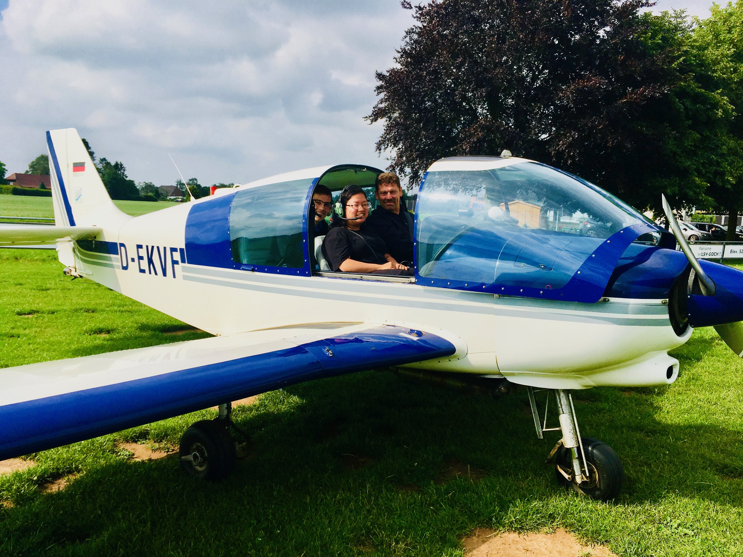  Boston Organ Studio member Jennifer Hsiao, enroute to meet the group in Amsterdam, is all smiles as she explores the German countryside from above!  