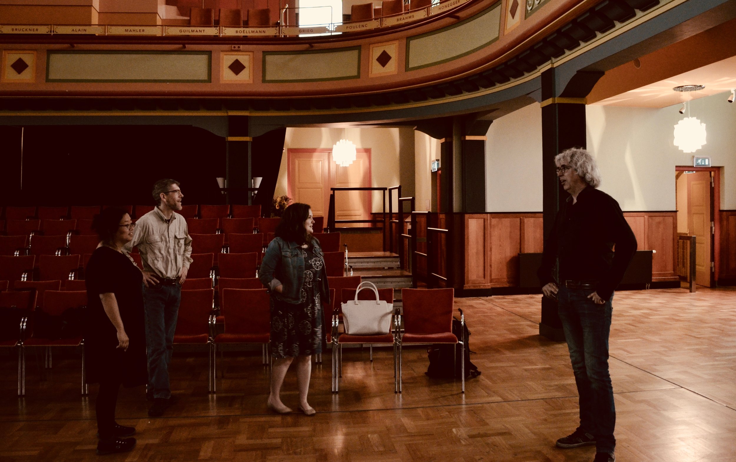 Hans Fidom and members of Boston Organ Studio inside Orgelpark, Amsterdam.