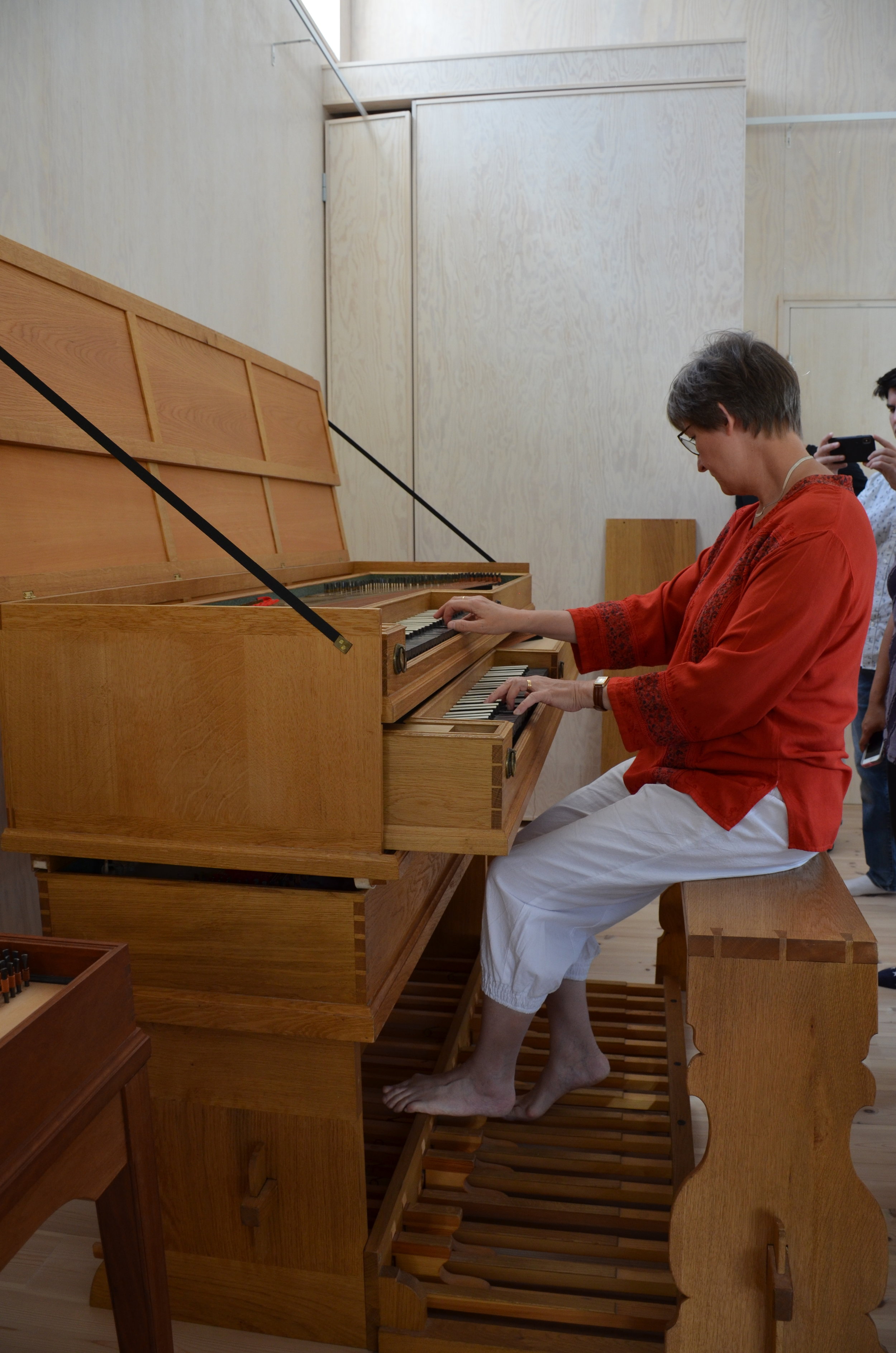 Ulrika Davidsson introduces the instrument collection in Björkö, including this pedal clavichord (the largest in the world).