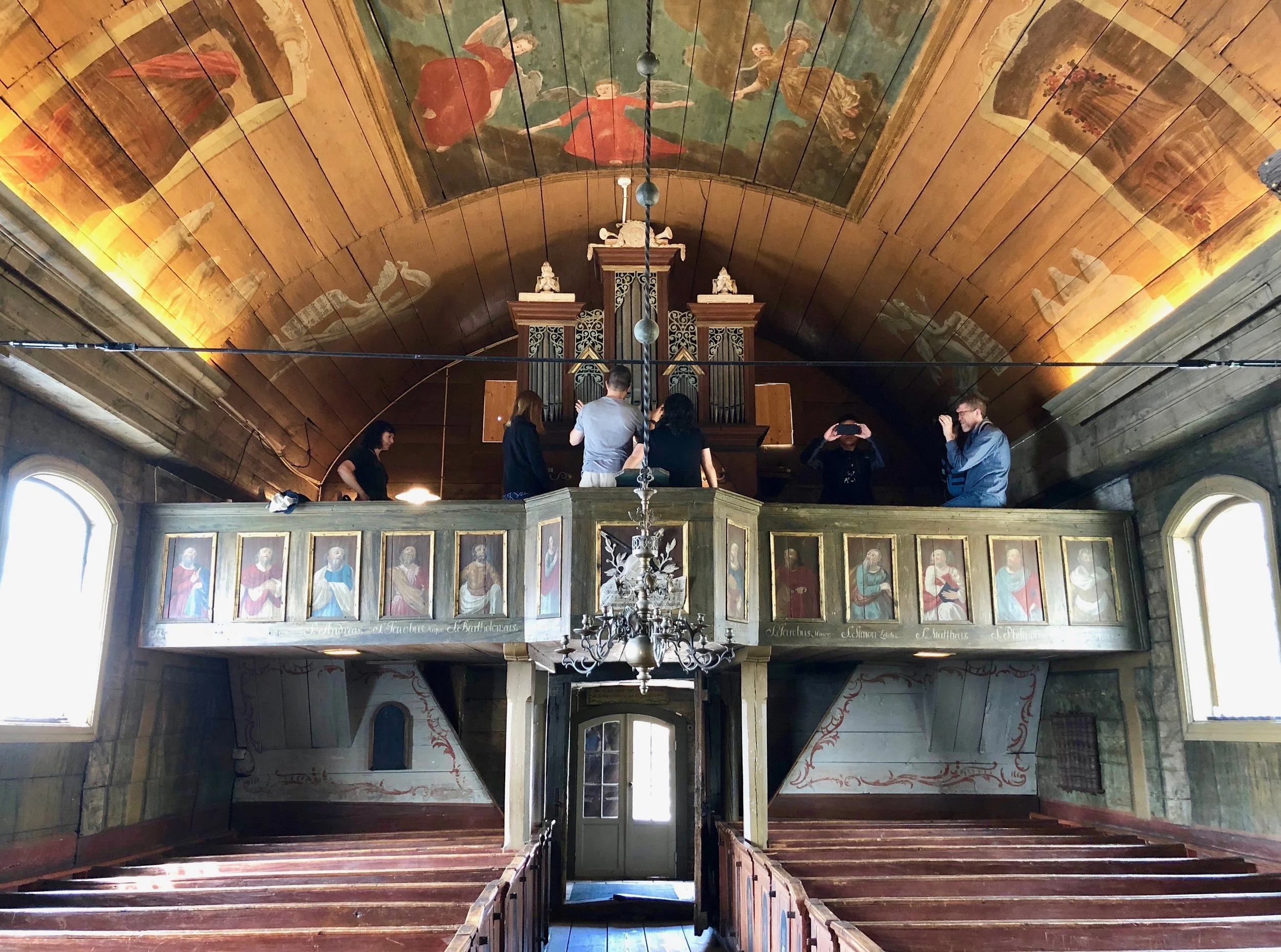 The historic organ at Kulturen , housed in a 1652 Swedish chapel, Lund, Sweden. 