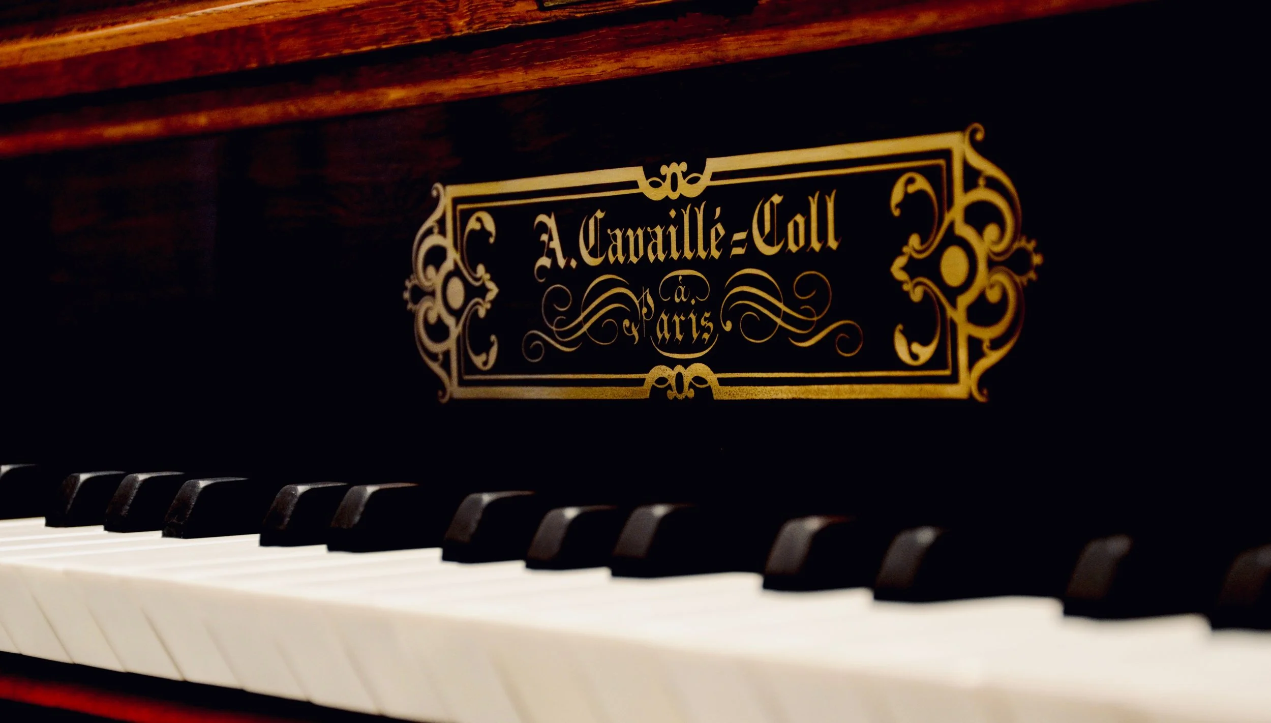 Nameplate detail, 1890 Cavaillé-Coll organ, Jesuskirke, Copenhagen.