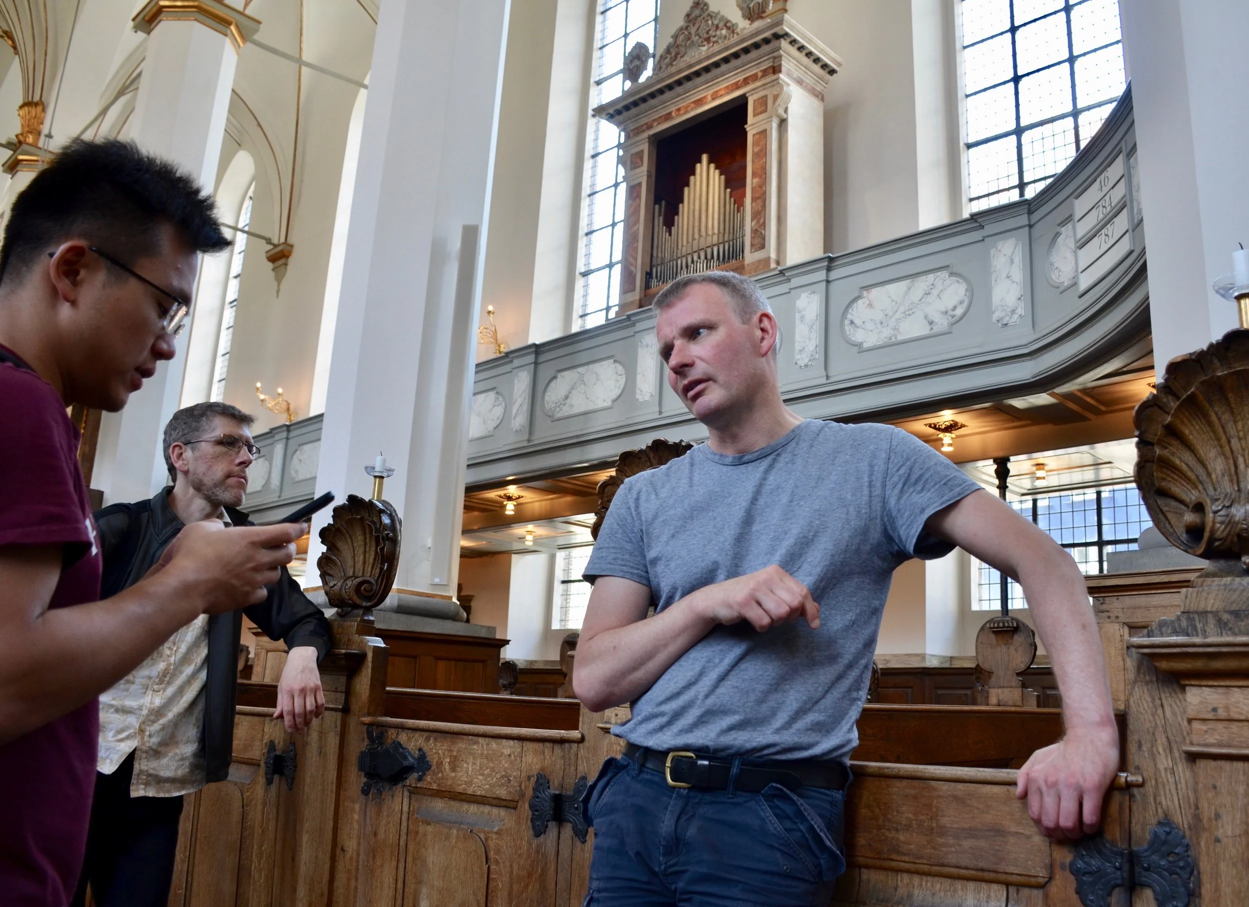 Søren Christian Vestergaard introduces members of Boston Organ Studio to the instruments of Trinitatis Kirke, Copenhagen.