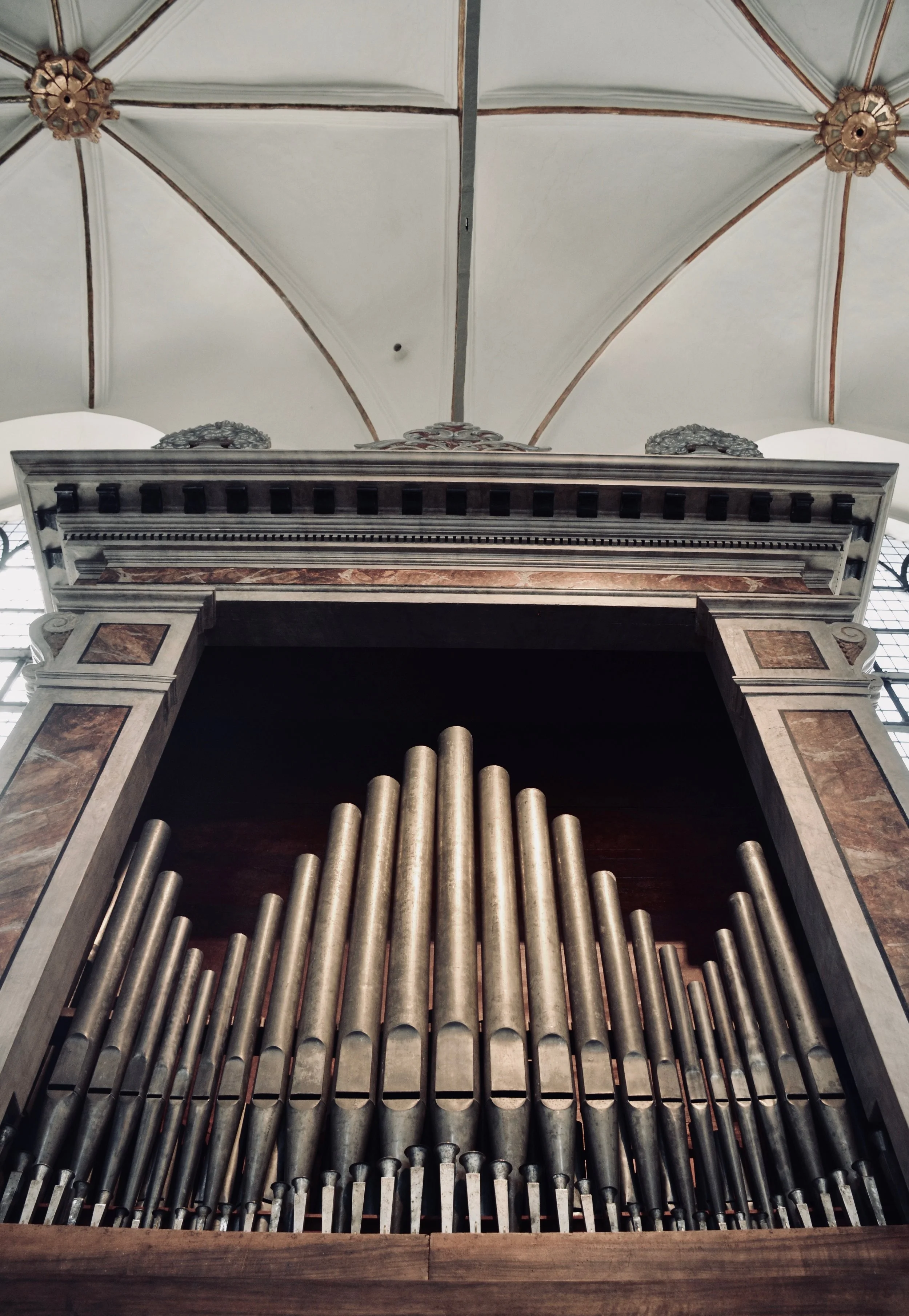 The Italian baroque organ in Trinitatis Kirke, Copenhagen.