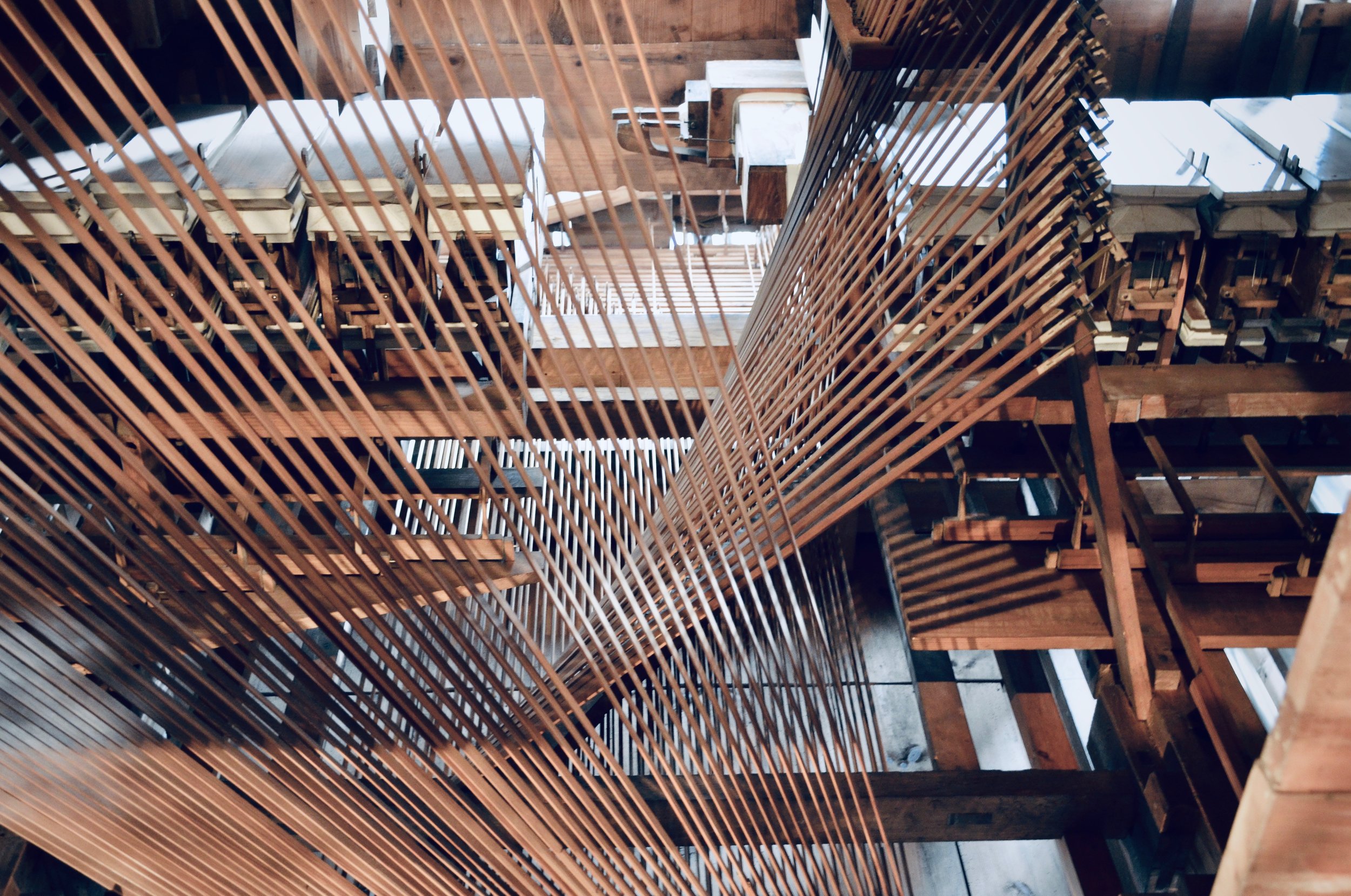 Mechanical detail, 1871 Ladegast Organ, Schwerin Dom. Boston Organ Studio.