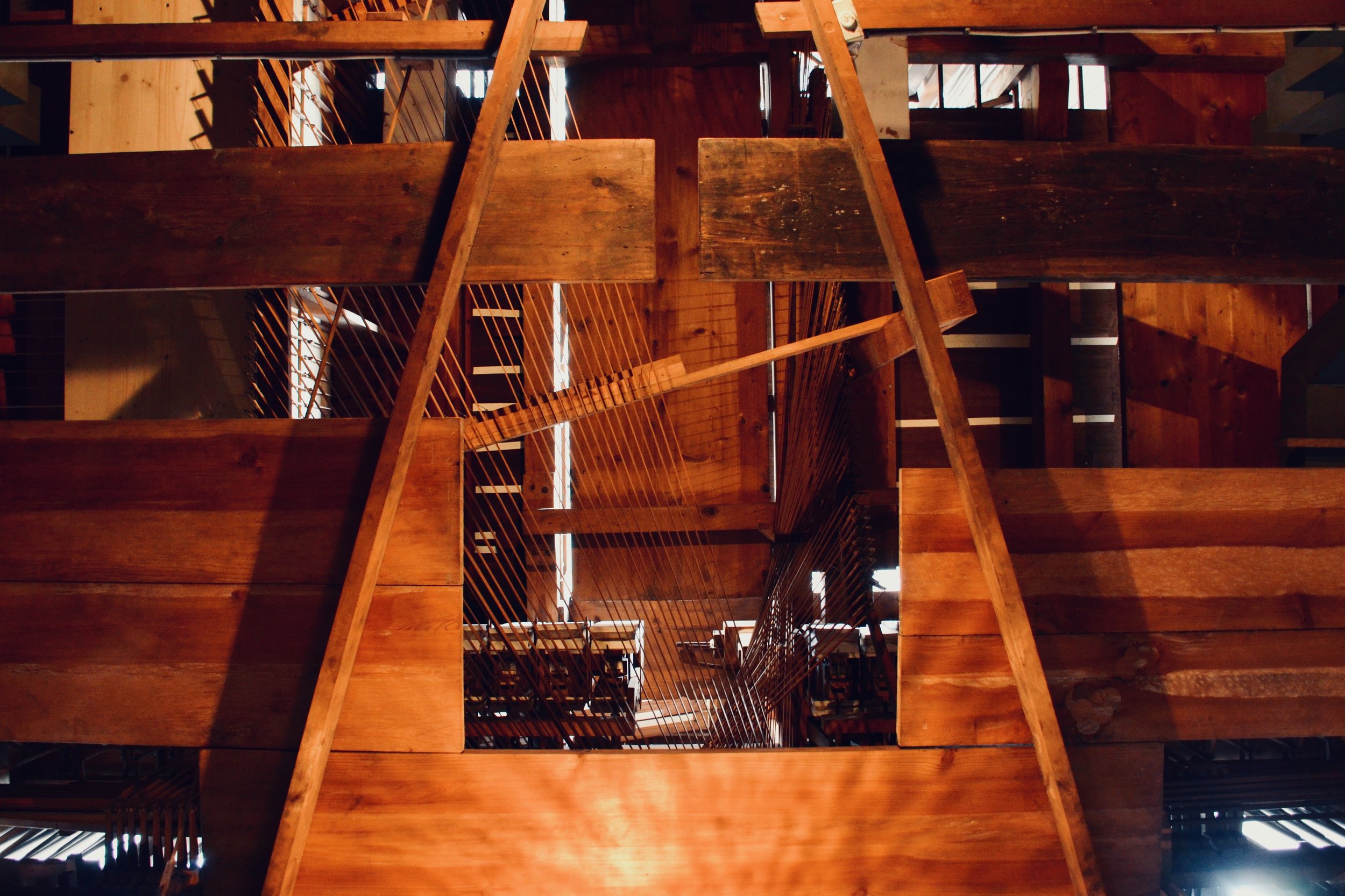 Mechanical detail, 1871 Ladegast Organ, Schwerin Dom. Boston Organ Studio.