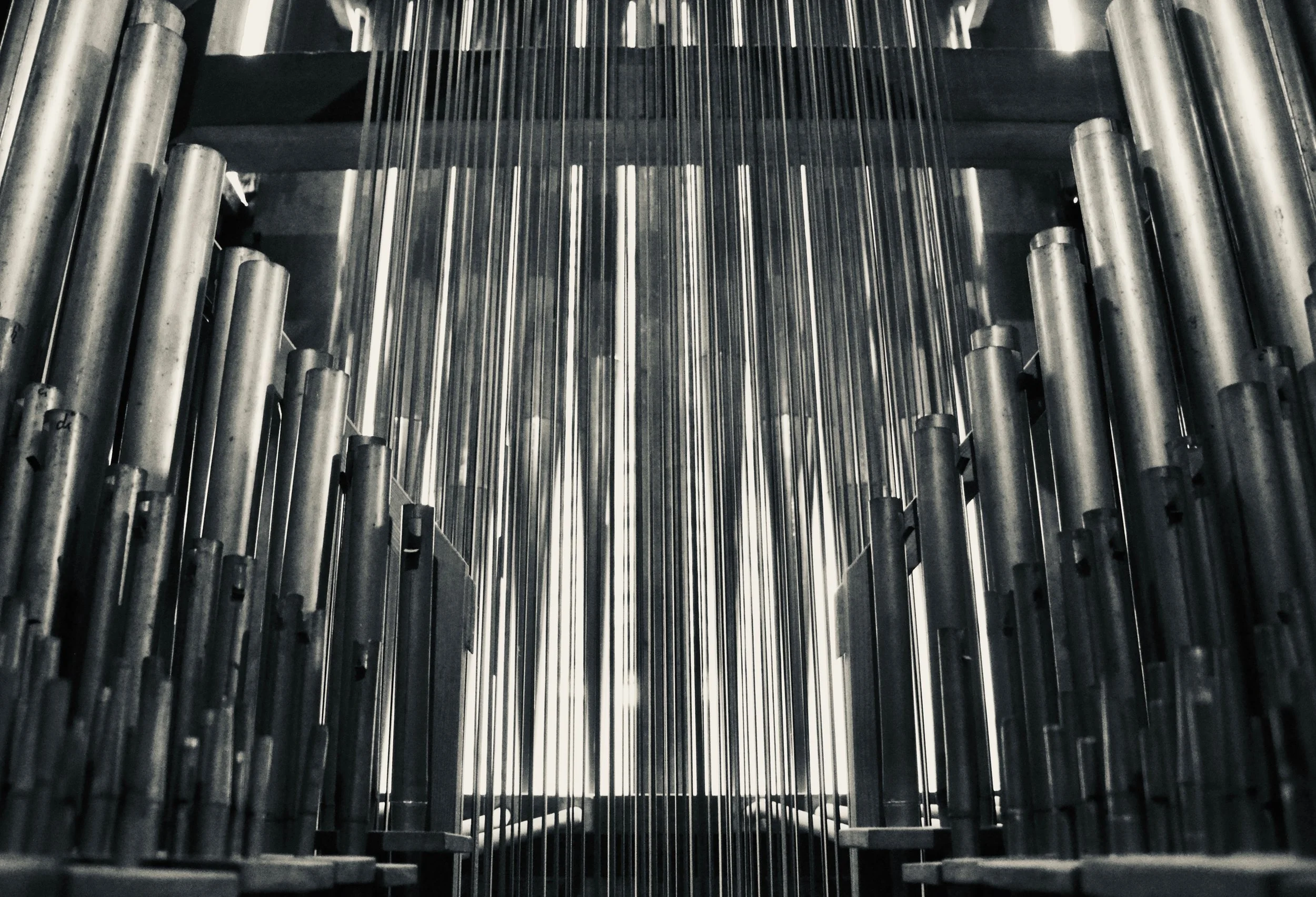 Mechanical detail, 1871 Ladegast Organ, Schwerin Dom. Boston Organ Studio.