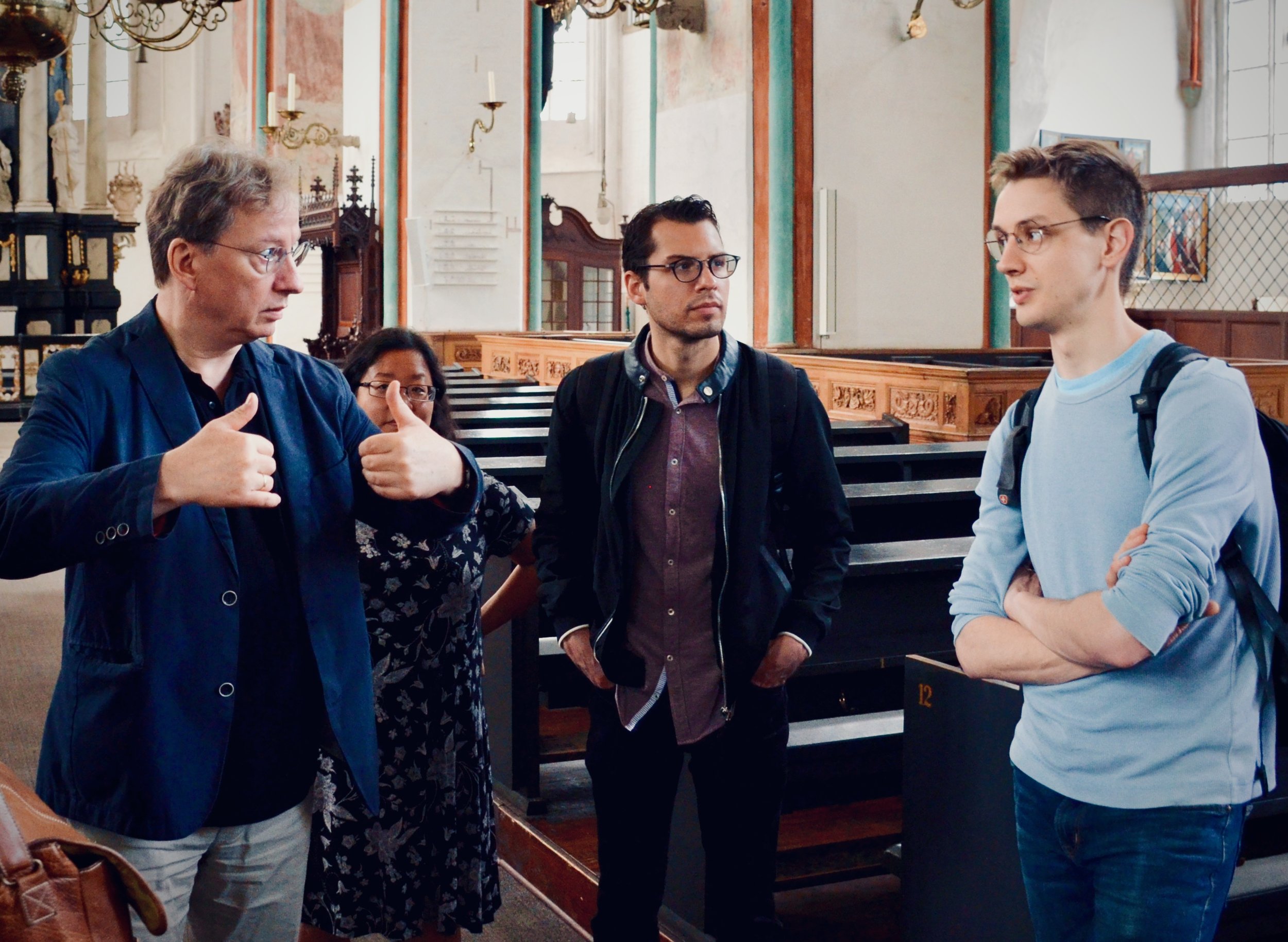 Prof. Arvid Gast welcomes Boston Organ Studio to St. Jakobi, Lübeck.