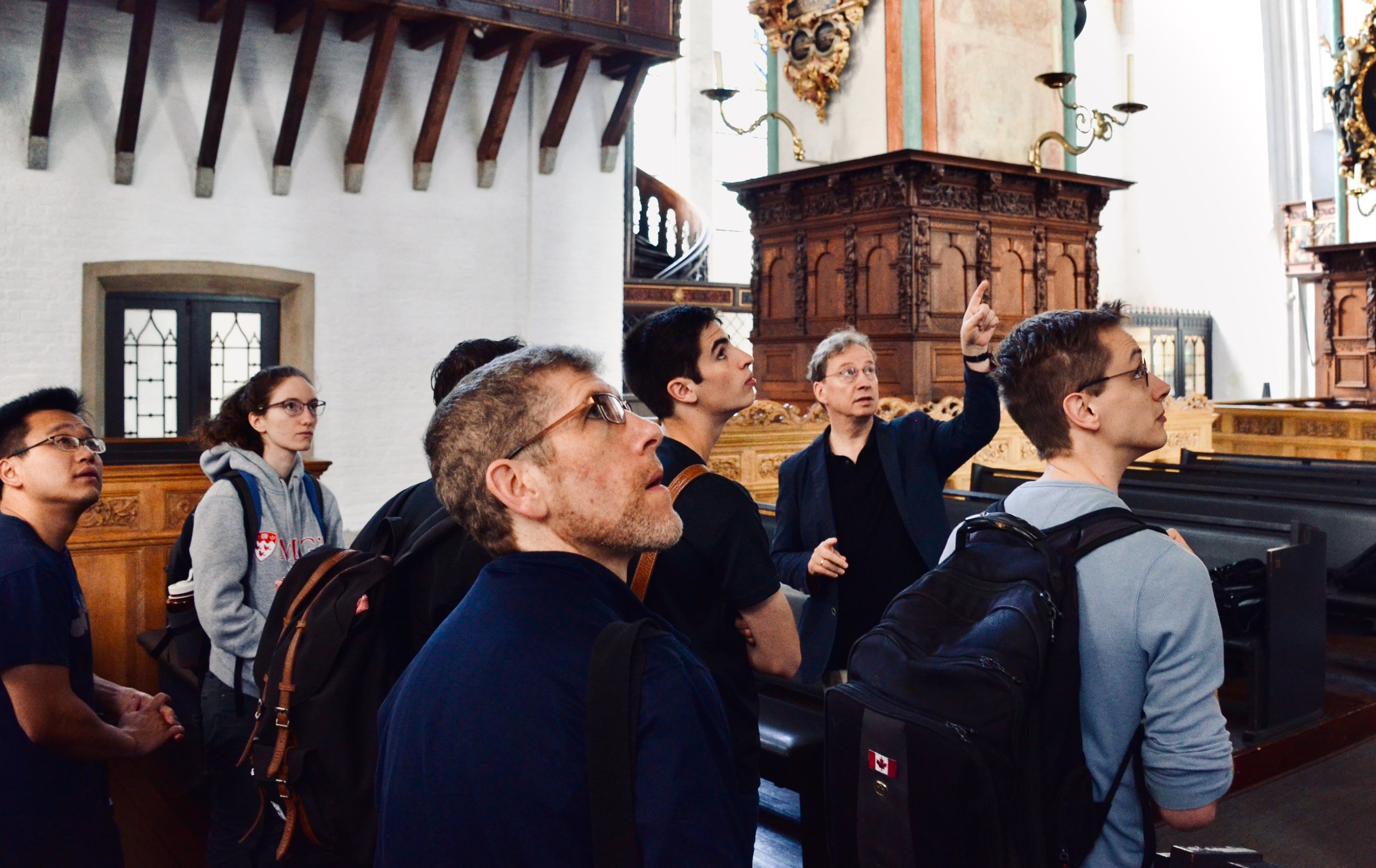 Prof. Arvid Gast welcomes Boston Organ Studio to St. Jakobi, Lübeck.