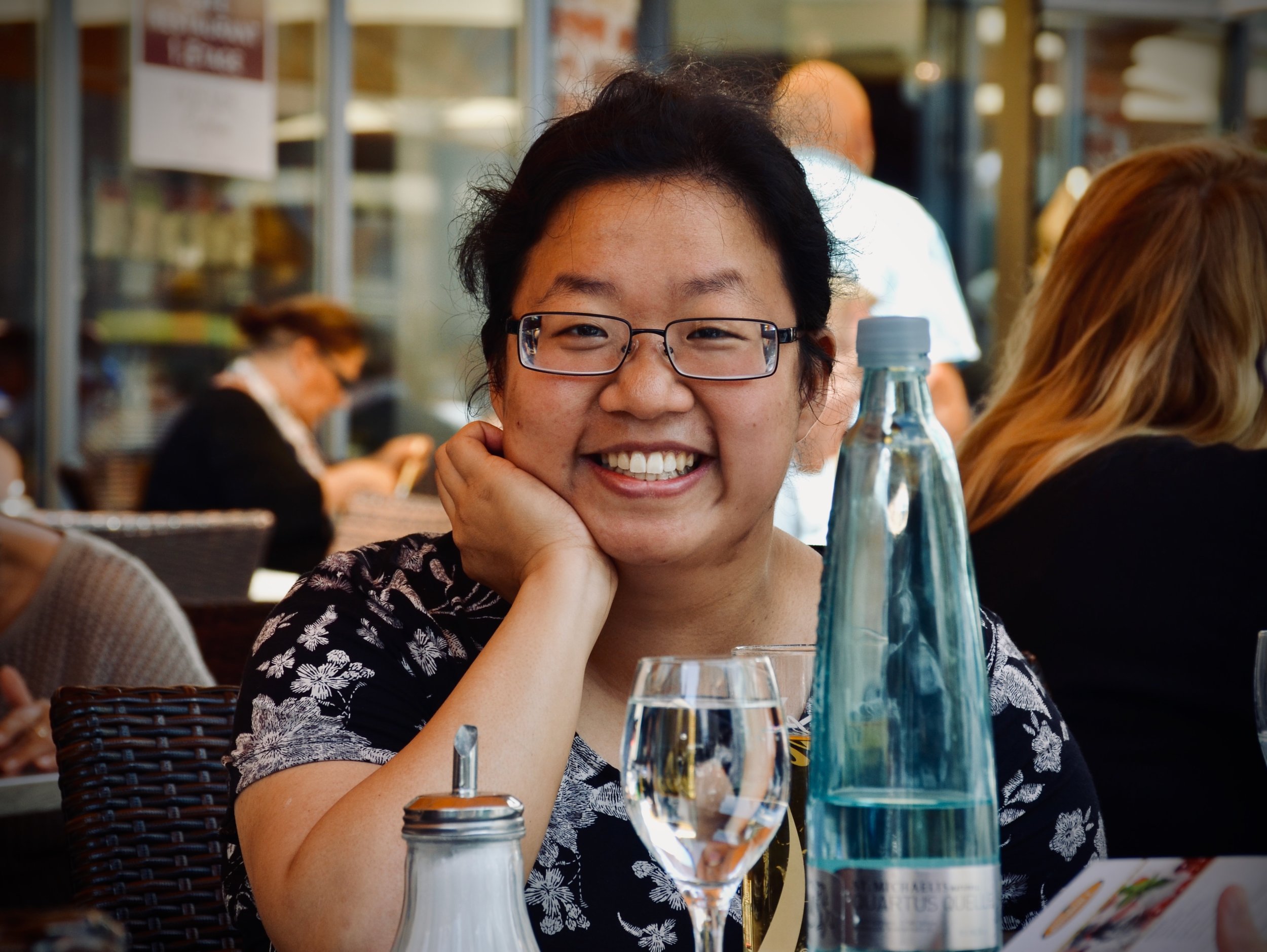 Jennifer Hsiao enjoys lunch in Lübeck.