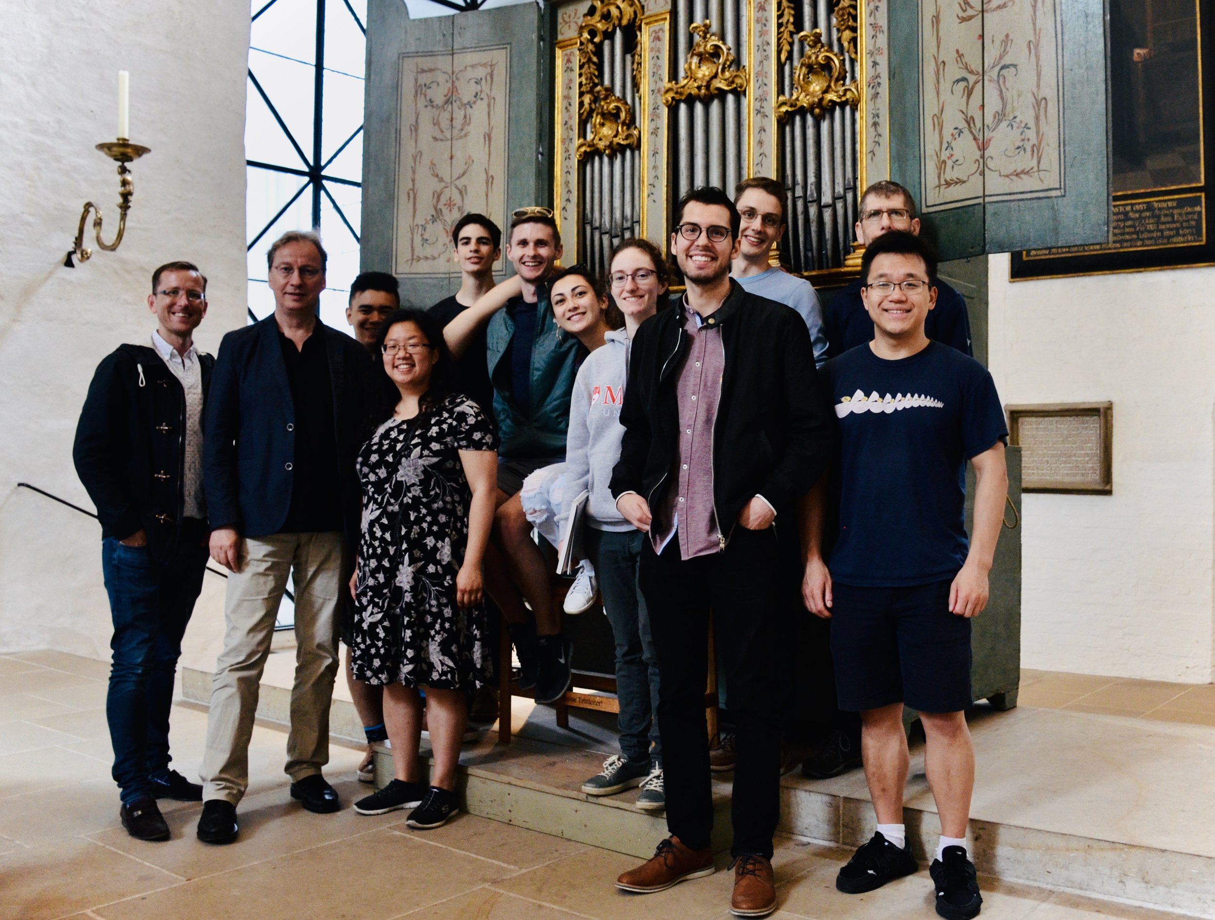 Members of Boston Organ Studio with Prof. Arvid Gast, 1777 Italian Baroque organ in Lübeck Dom.
