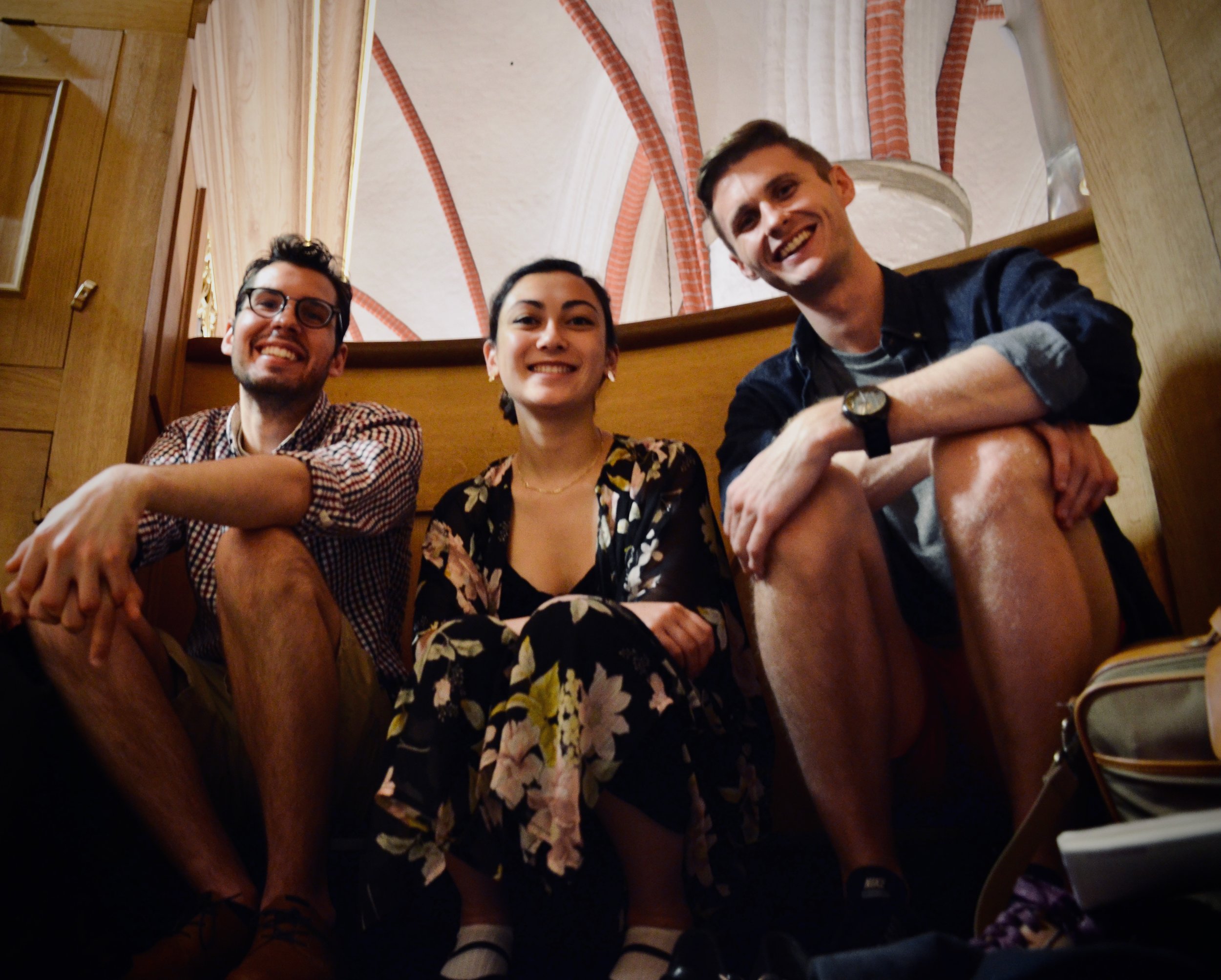  Nick Capozzoli, Meg Cutting, and Evan Currie listen to the 1693 Schnitger organ, St. Jacobi, Hamburg.  