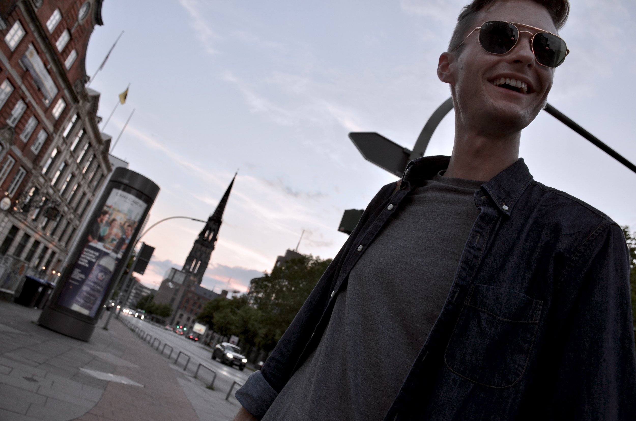 Evan Currie enjoys an evening in Hamburg.