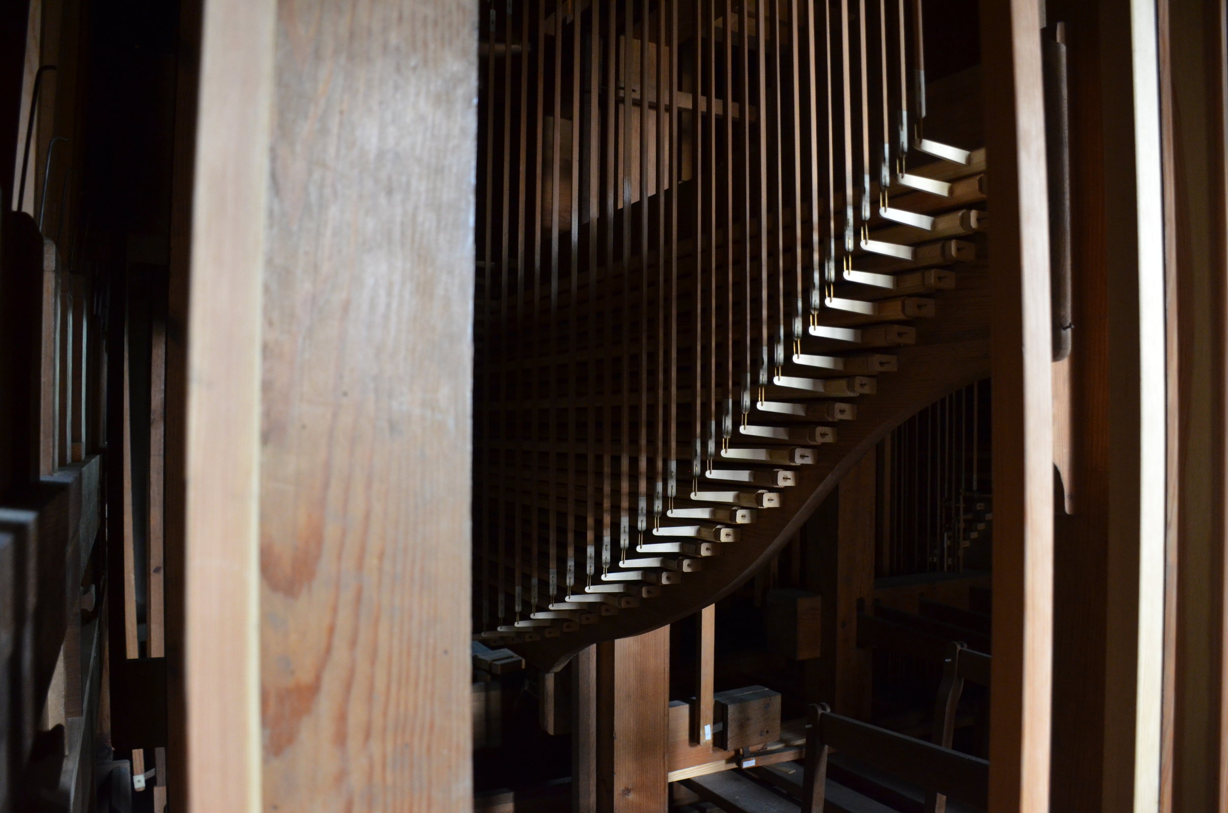 Mechanical detail, 1867 Lütkemüller Organ, St. Petri-Kirche, Seehausen.