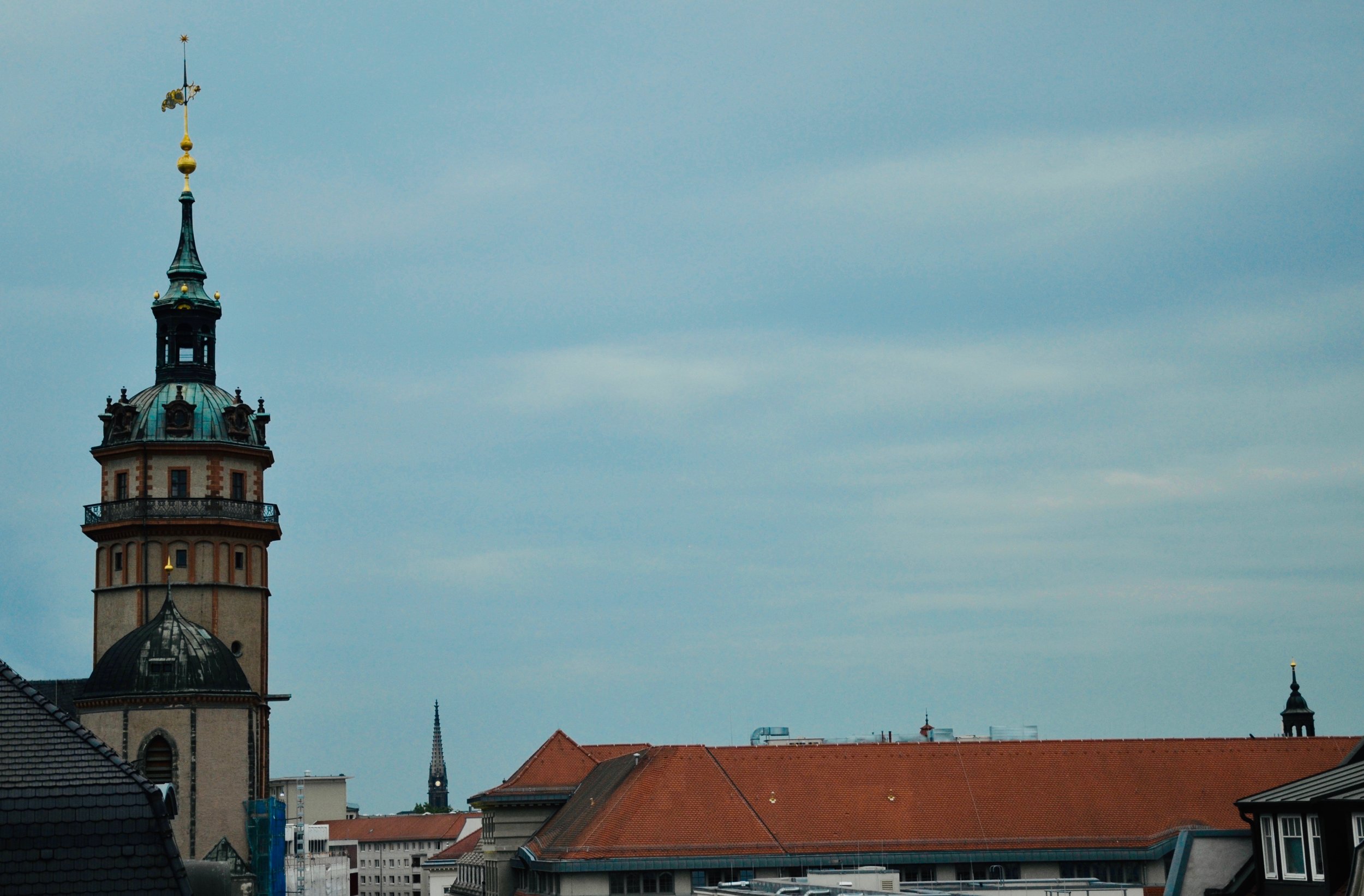 St. Nikolaikirche, Leipzig, as seen from our roof deck in central Leipzig.