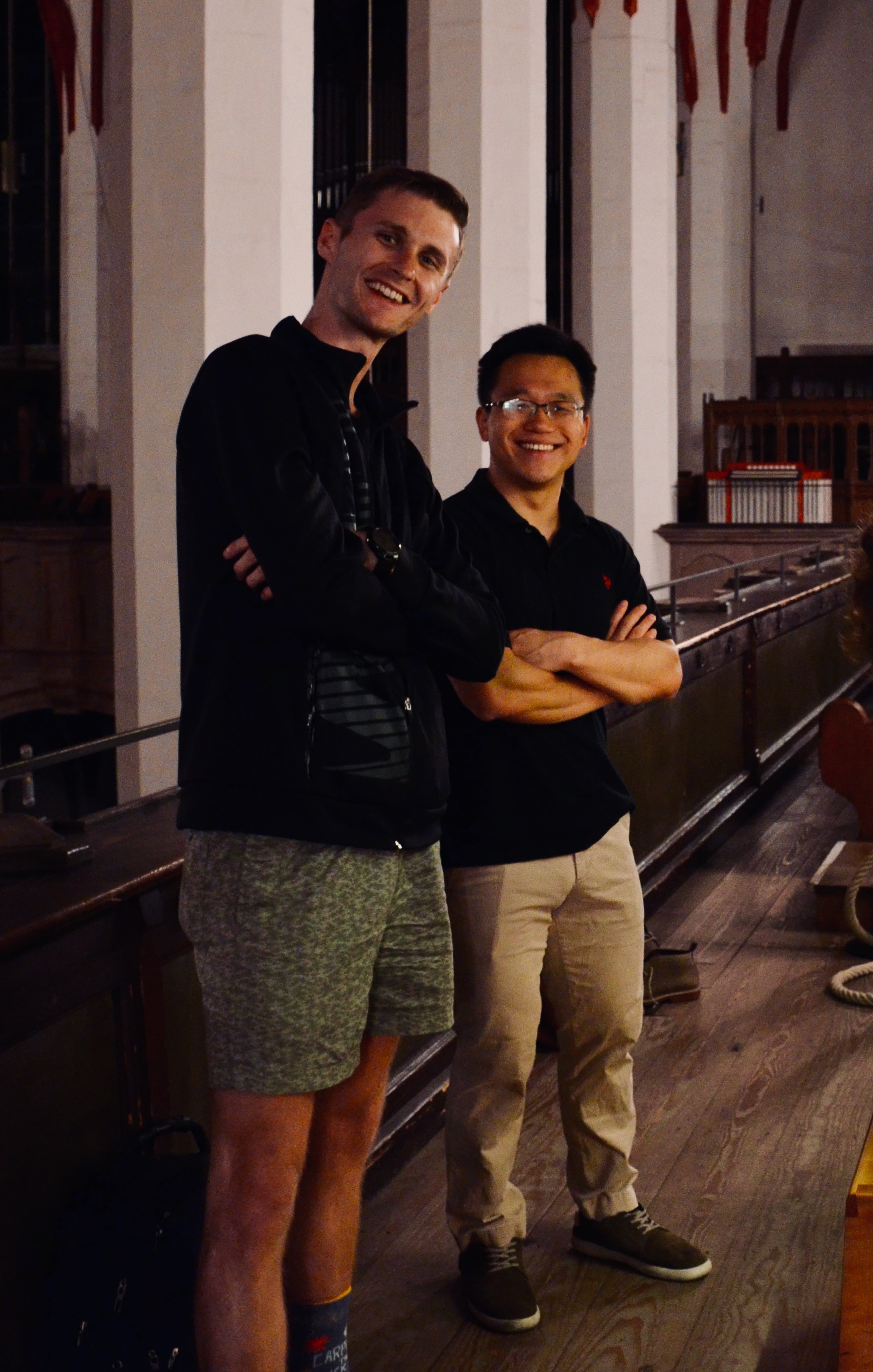 Evan Currie and Adrian Cho listen to the 2000 Woehl “Bach Organ,” Thomaskirche, Leipzig.
