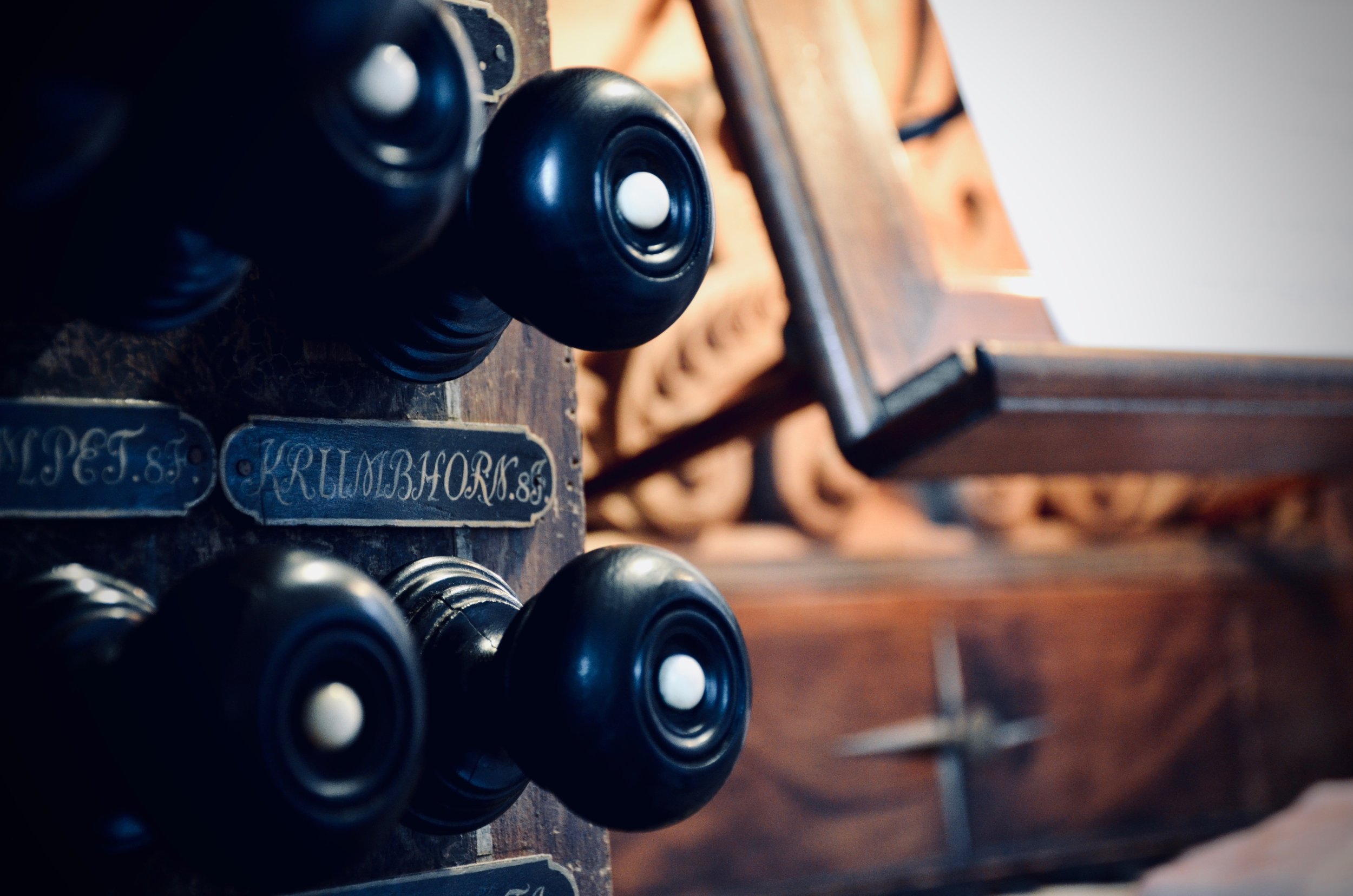 Console detail, 1714 Gottfried Silbermann organ in Freiberg Dom.