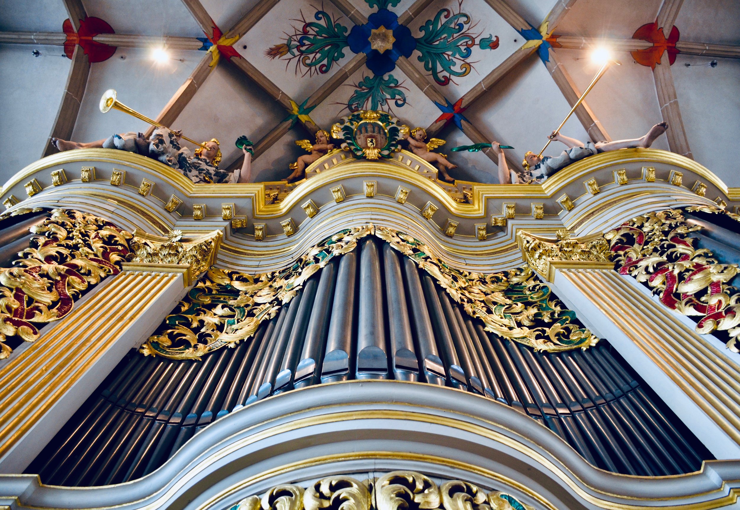 Facade detail, 1714 Gottfried Silbermann organ in Freiberg Dom.