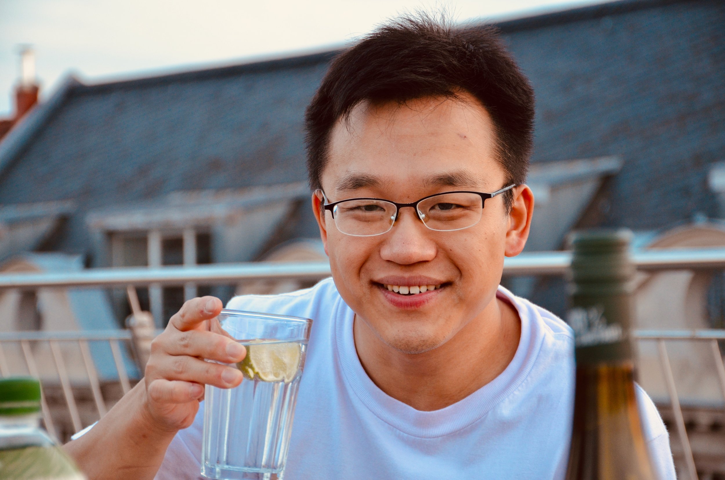 Adrian Cho enjoys dinner in Leipzig.