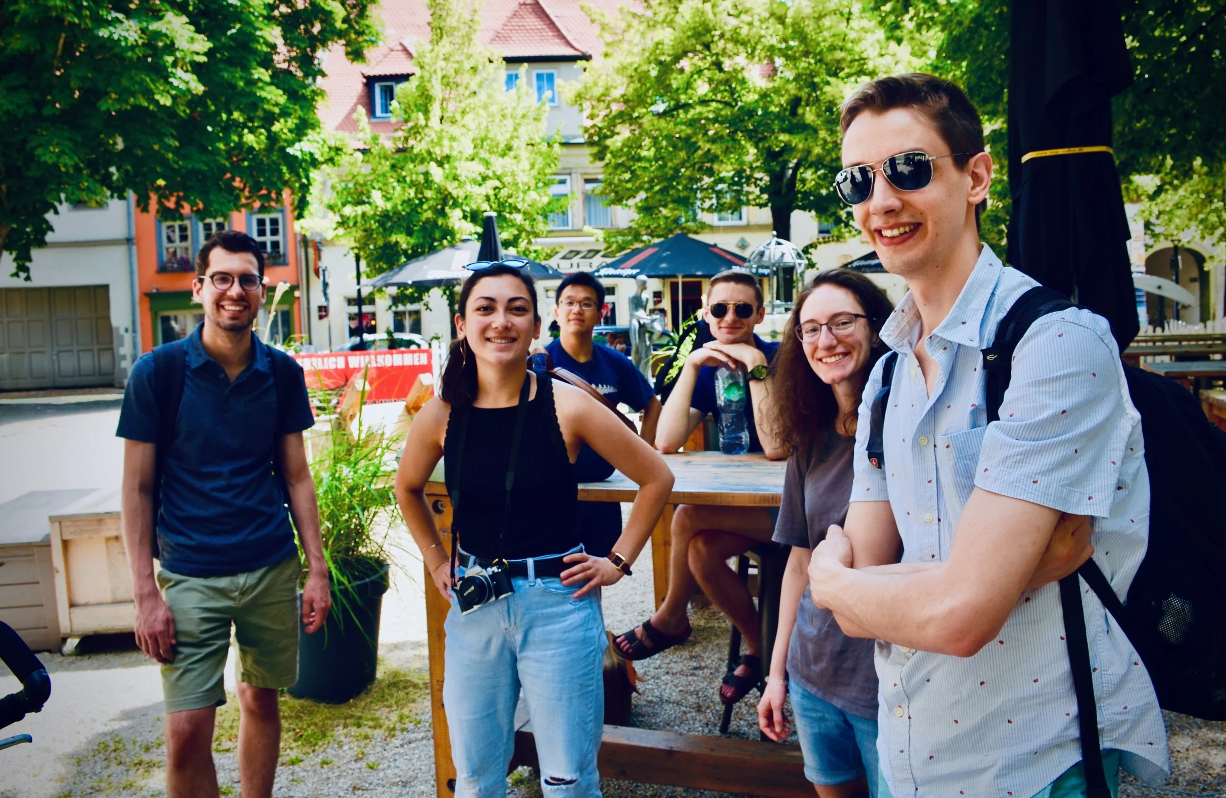 Enjoying a moment in the sun before attending the organ concert in Wenzelkirche.