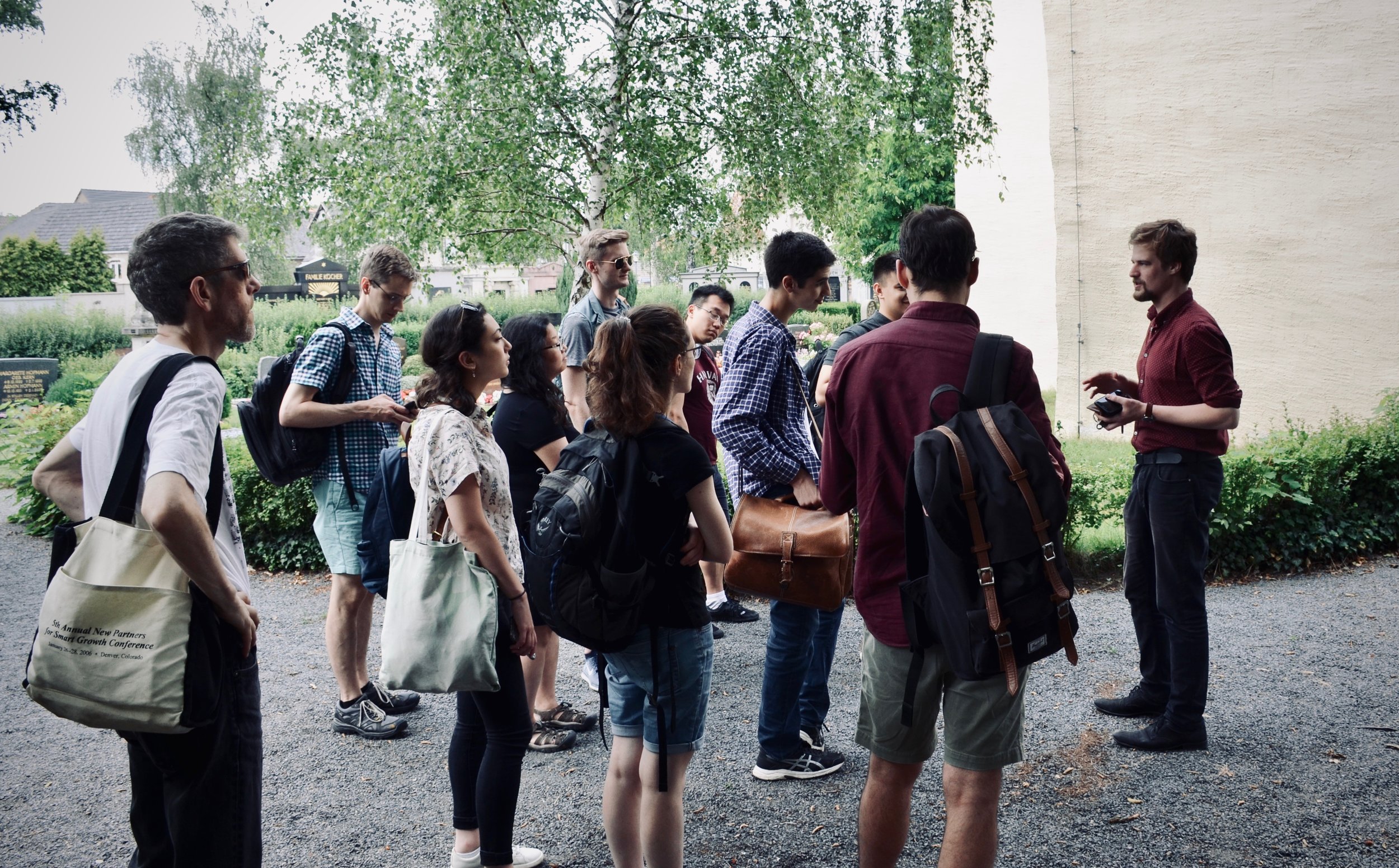 Martin Sturm greets members of Boston Organ Studio in Pomßen, Germany.