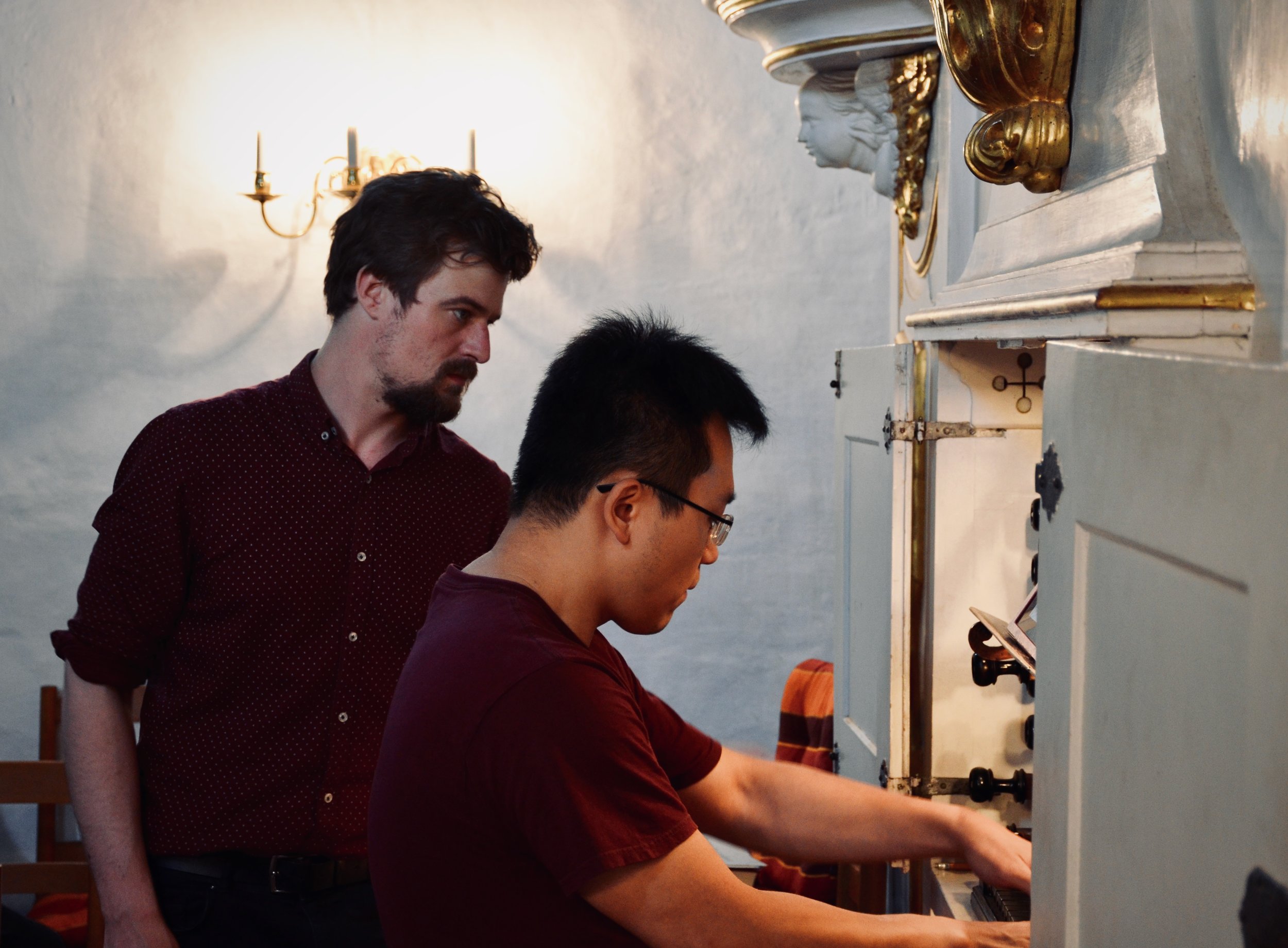 Martin Sturm assists Adrian Cho, 1722 Gottfried Silbermann Organ, Killianskirche, Bad Lausick
